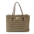 FENDI Zucchino Canvas Leather Mini Tote Bag Beige Brown 8BH132