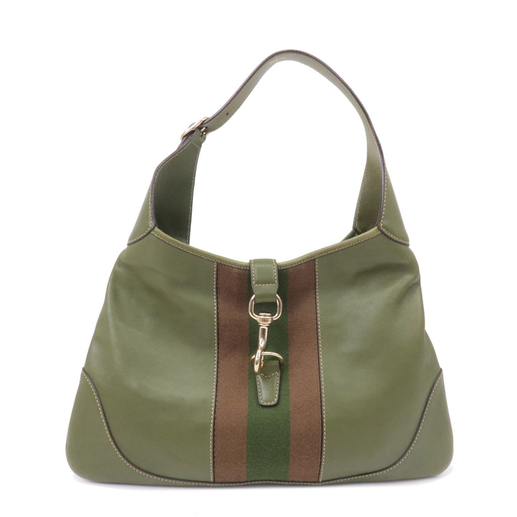 GUCCI Sherry Leather Shoulder Bag Hand Bag Green 153029