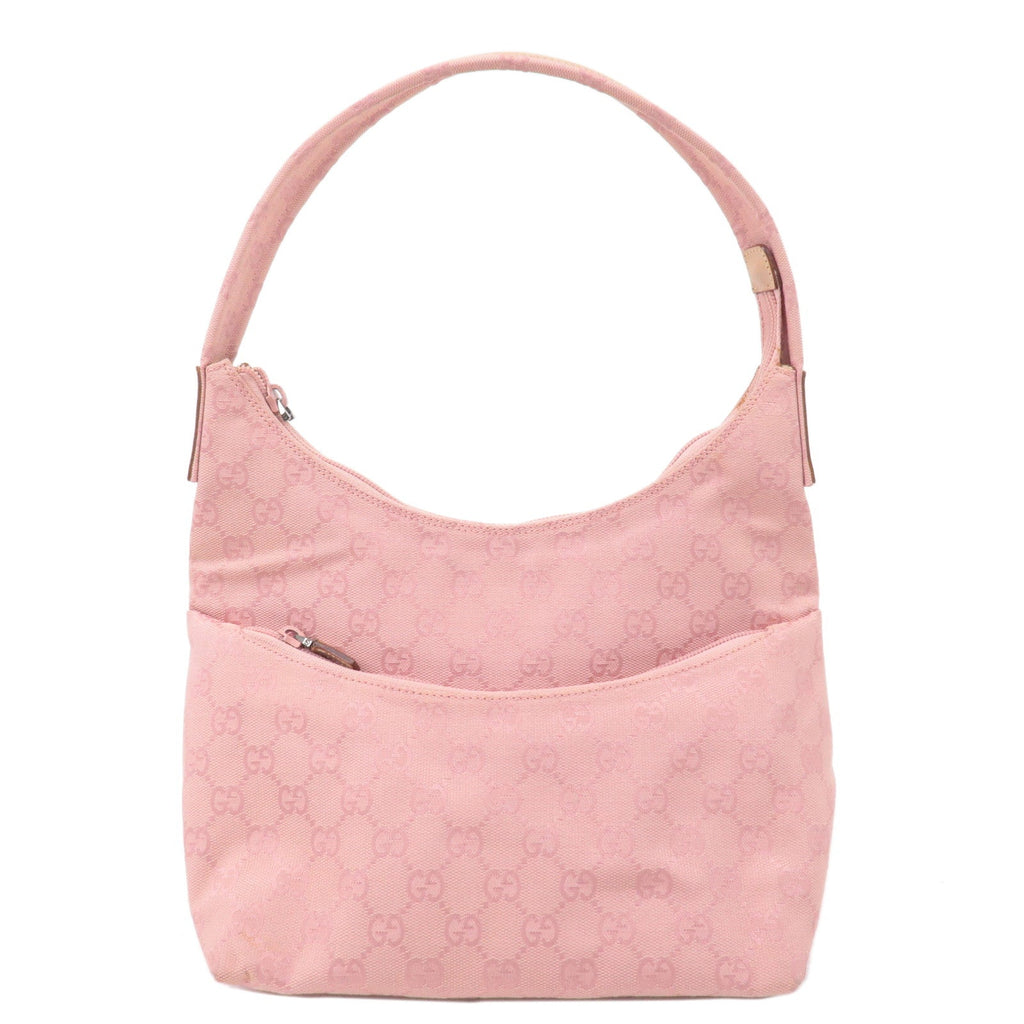 GUCCI GG Canvas Leather Shoulder Bag Hand Bag Pink 001・3386