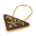 Prada Metal Triangle Logo Key Chain Bag Charm M285 Brown Gold
