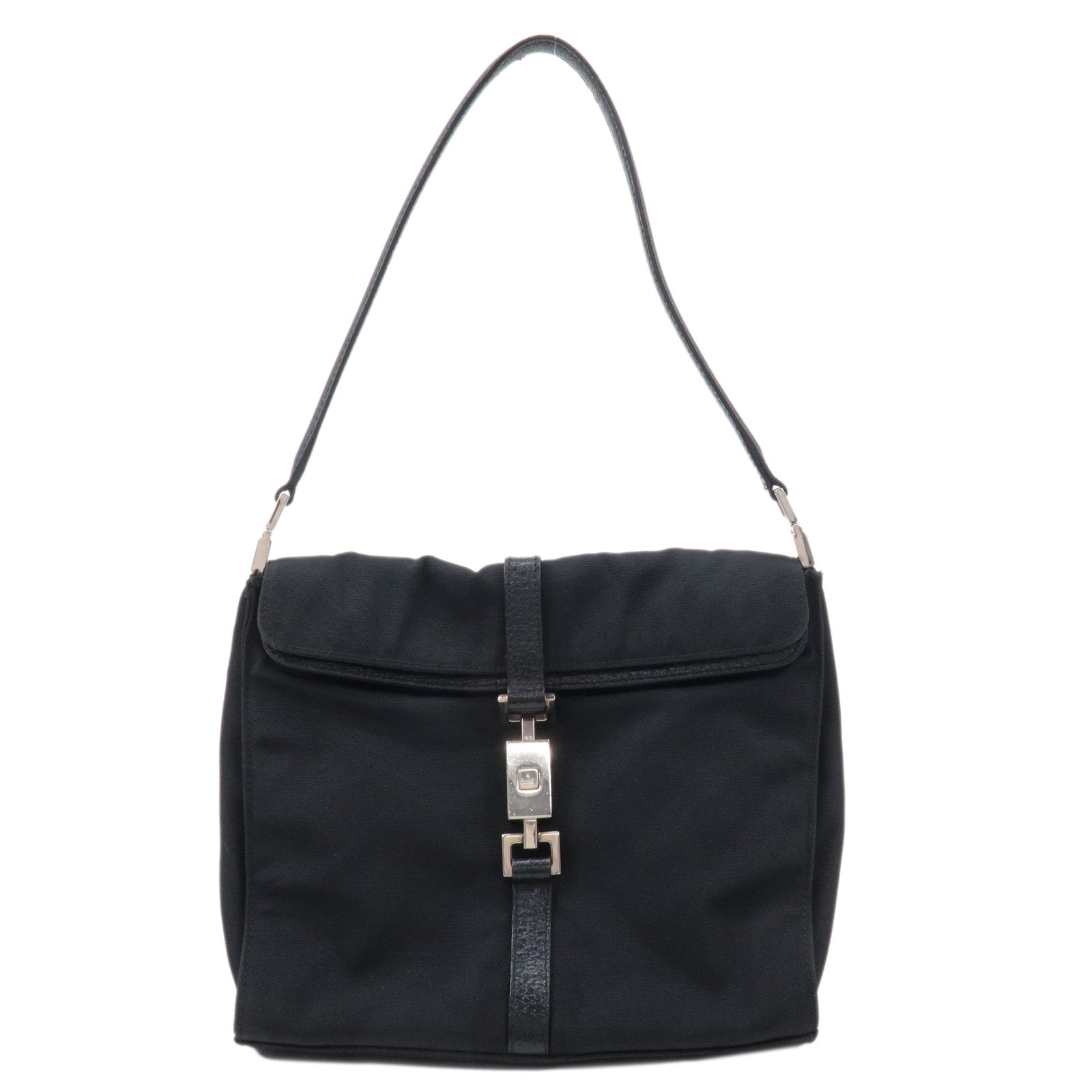 GUCCI Jackie Canvas Leather Shoulder Bag Hand Bag Black 00.3734