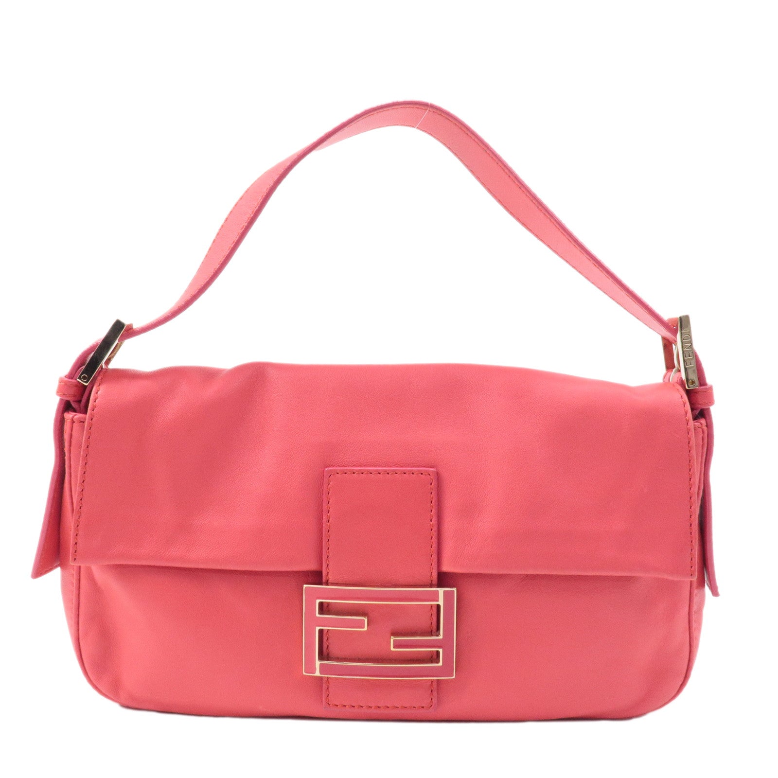 FENDI Mamma Baguette Leather Hand Bag Shoulder Bag Pink 8BR600
