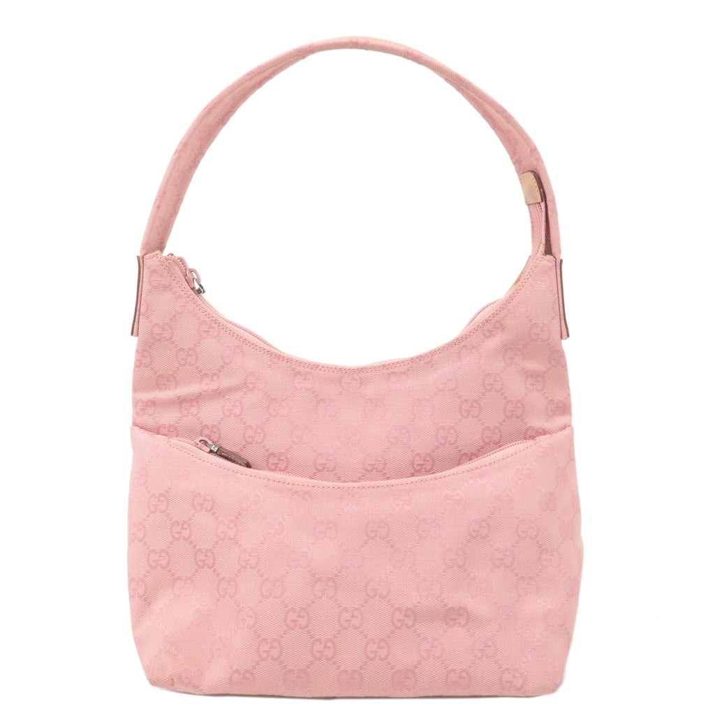 GUCCI GG Canvas Leather Shoulder Bag Hand Bag Pink 001・3386