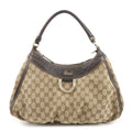 GUCCI Abbey GG Canvas Leather Shoulder Bag Beige Gold 189833
