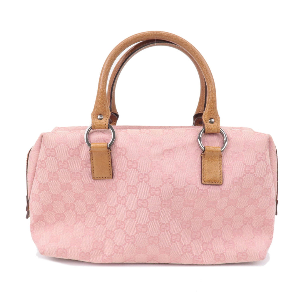 GUCCI GG Canvas Leather Mini Boston Bag Hand Bag Pink 113009
