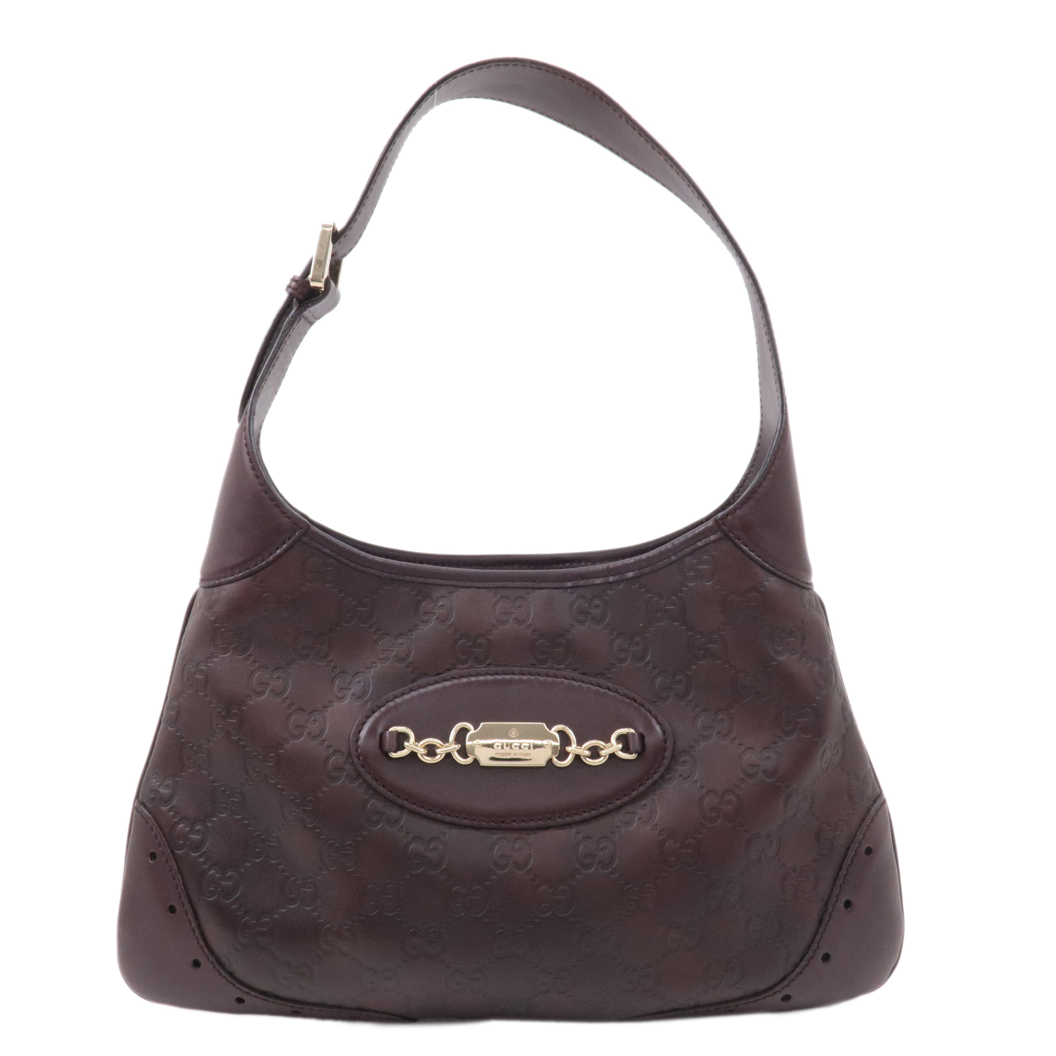GUCCI Guccissima Leather Shoulder Bag Hand Bag Brown 145778