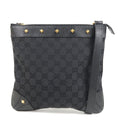 GUCCI GG Canvas Leather Studs Shoulder Bag Black 120893
