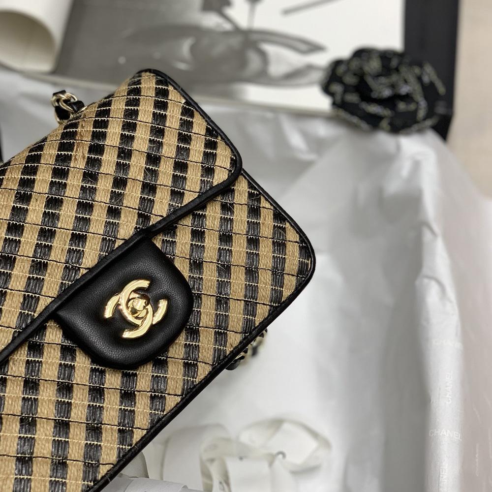Chanel Raffi Jute striped Flap Bag