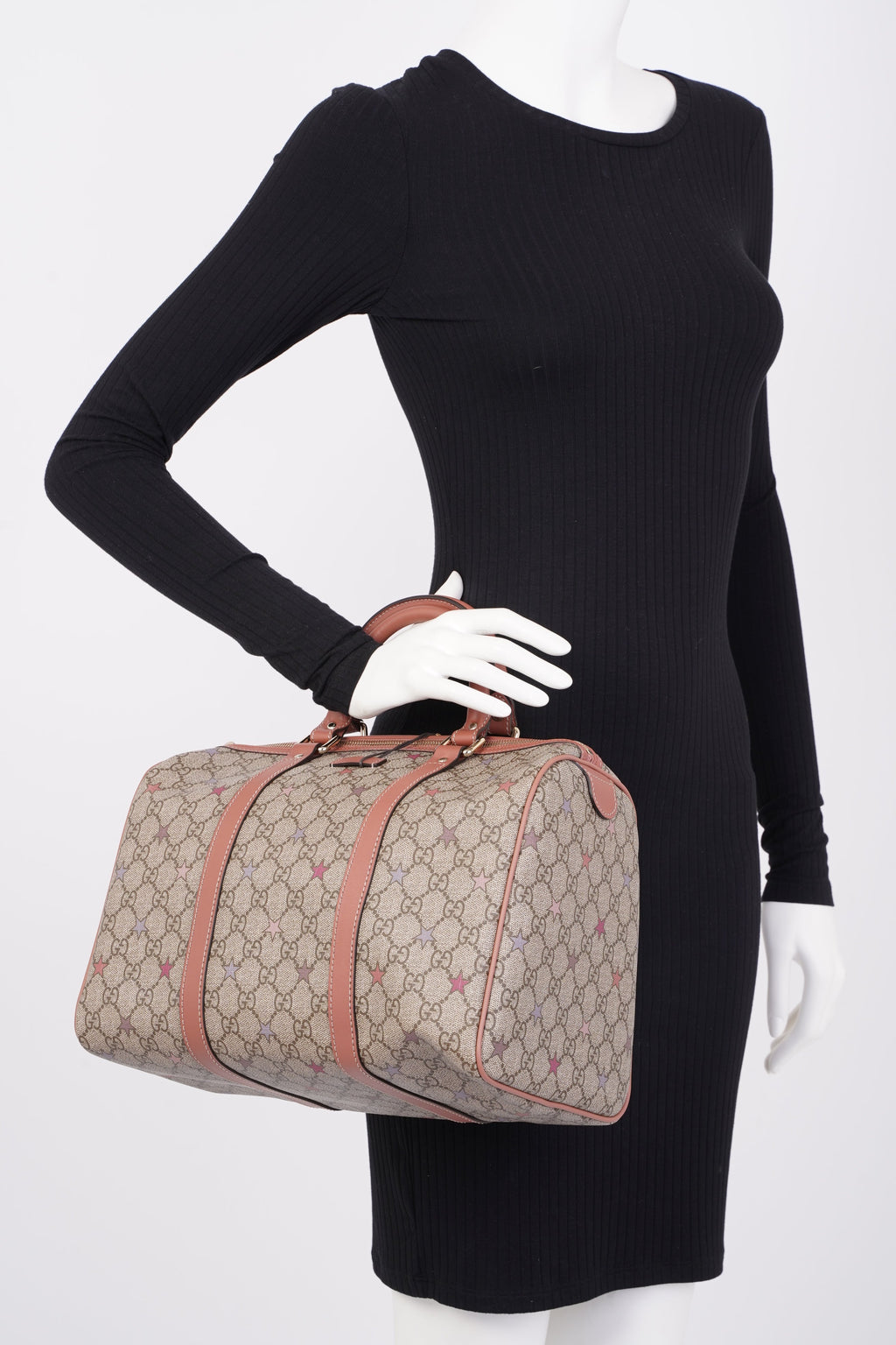 Gucci GG Supreme Stars Joy Boston Beige / Dusty Pink Coated Canvas Medium