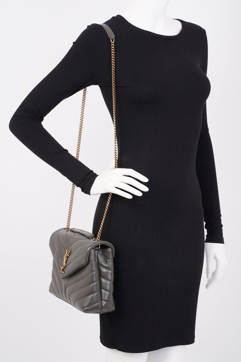 Saint Laurent Lou Lou Grey Calfskin Leather Small
