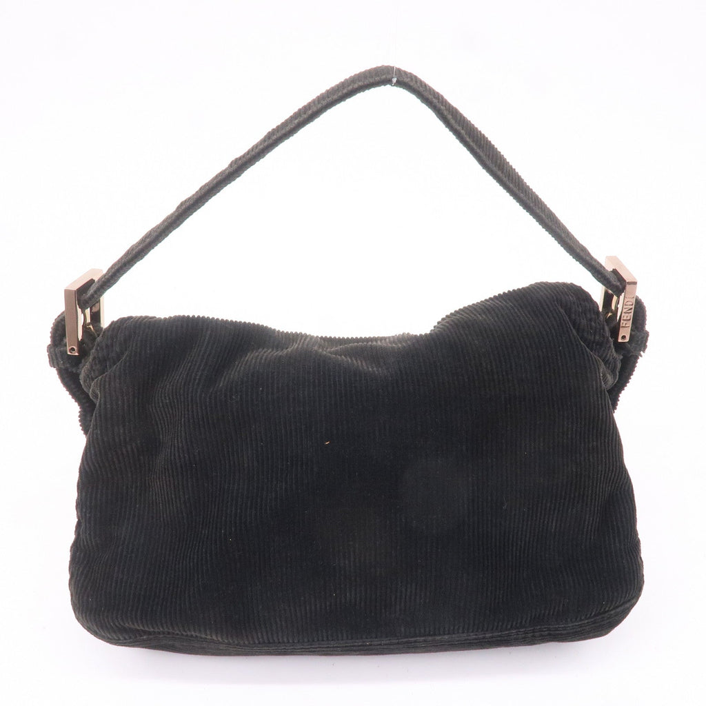 FENDI Corduroy Shoulder Bag Hand Bag Black