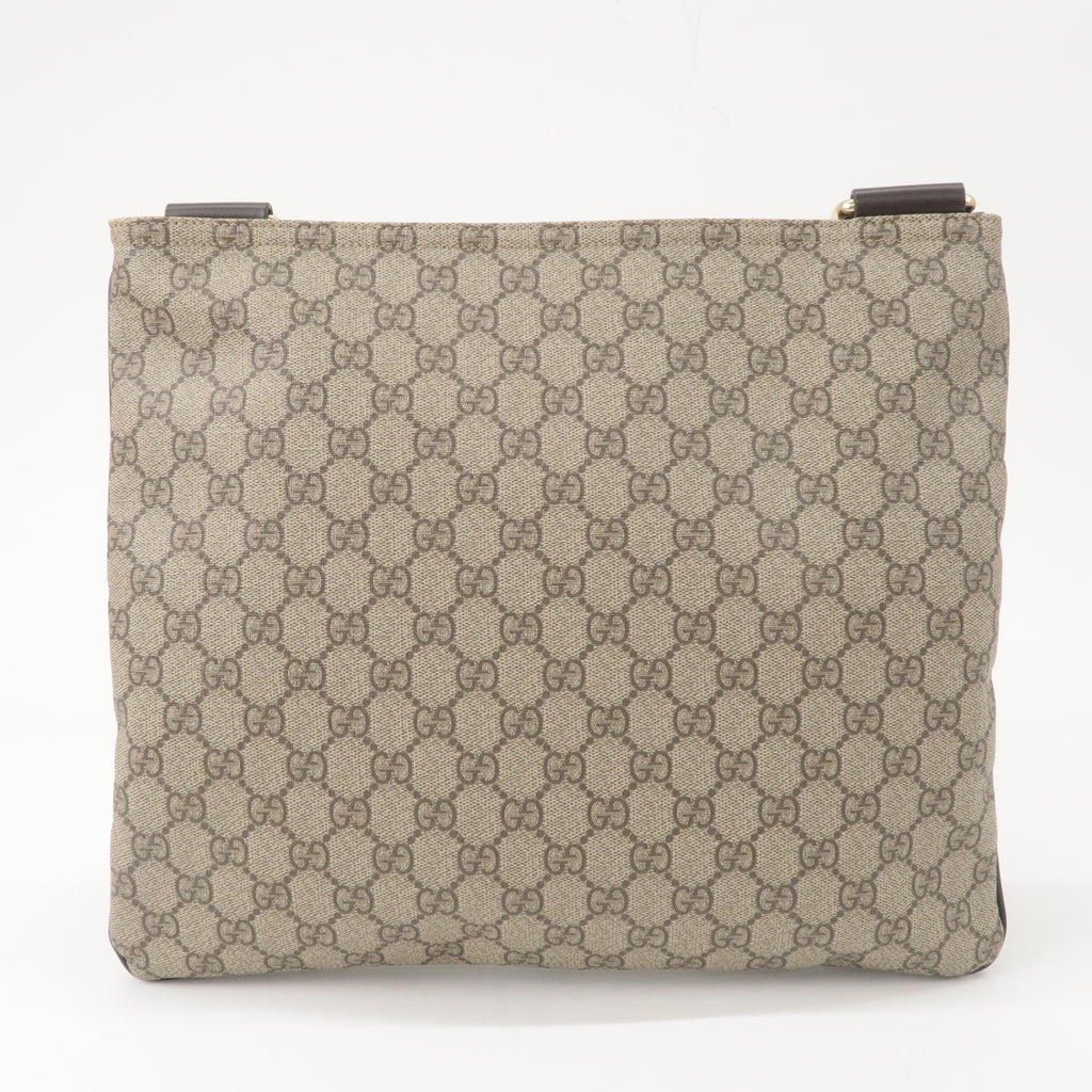 GUCCI GG Supreme Leather Shoulder Bag Beige Brown 201446