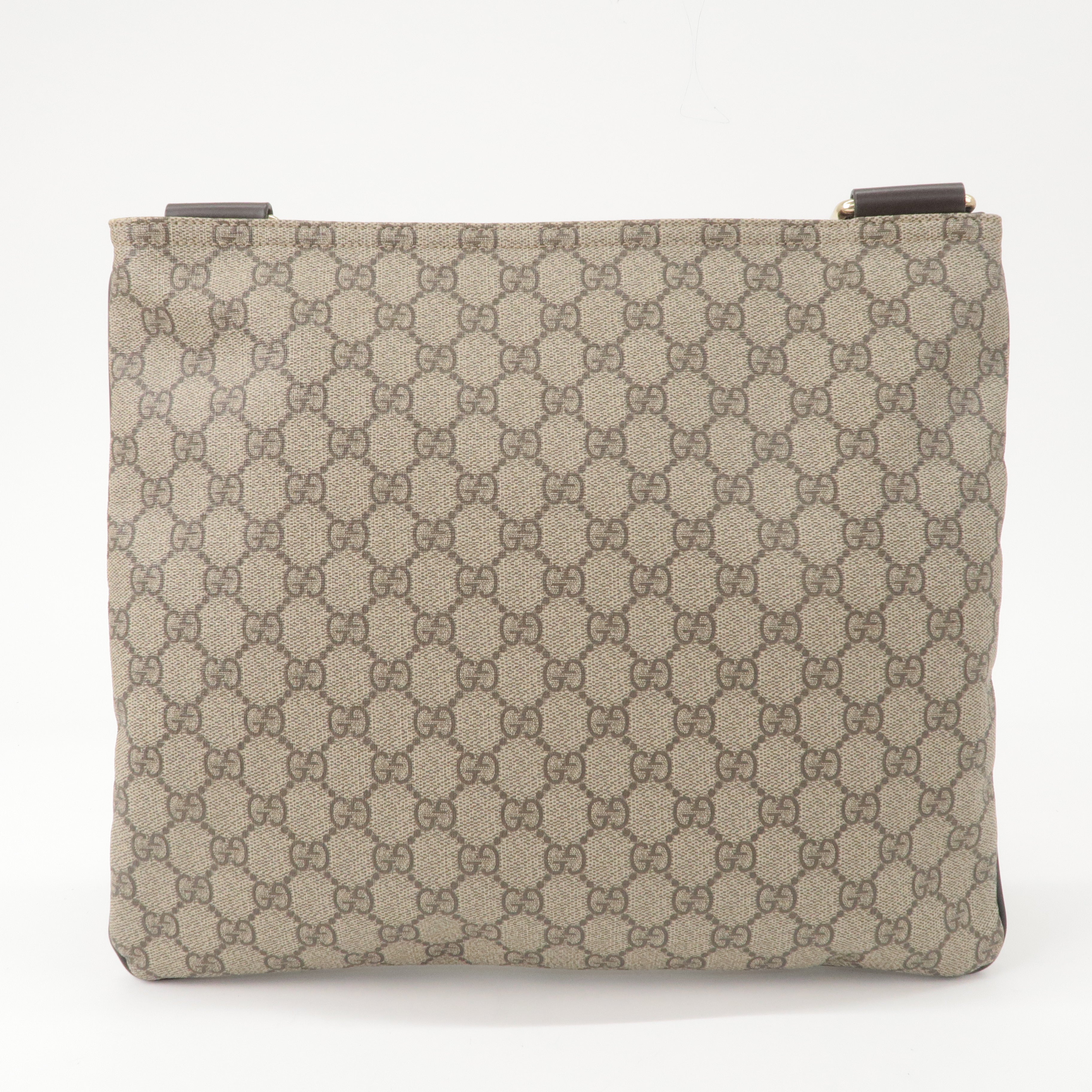 GUCCI GG Supreme Leather Shoulder Bag Beige Brown 201446