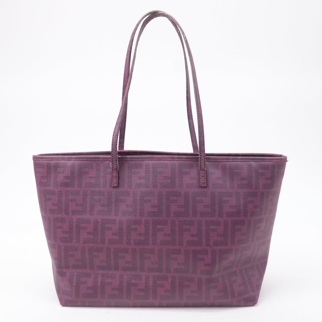 FENDI Zucca Logo Print PVC Leather Tote Bag Purple 8BH198