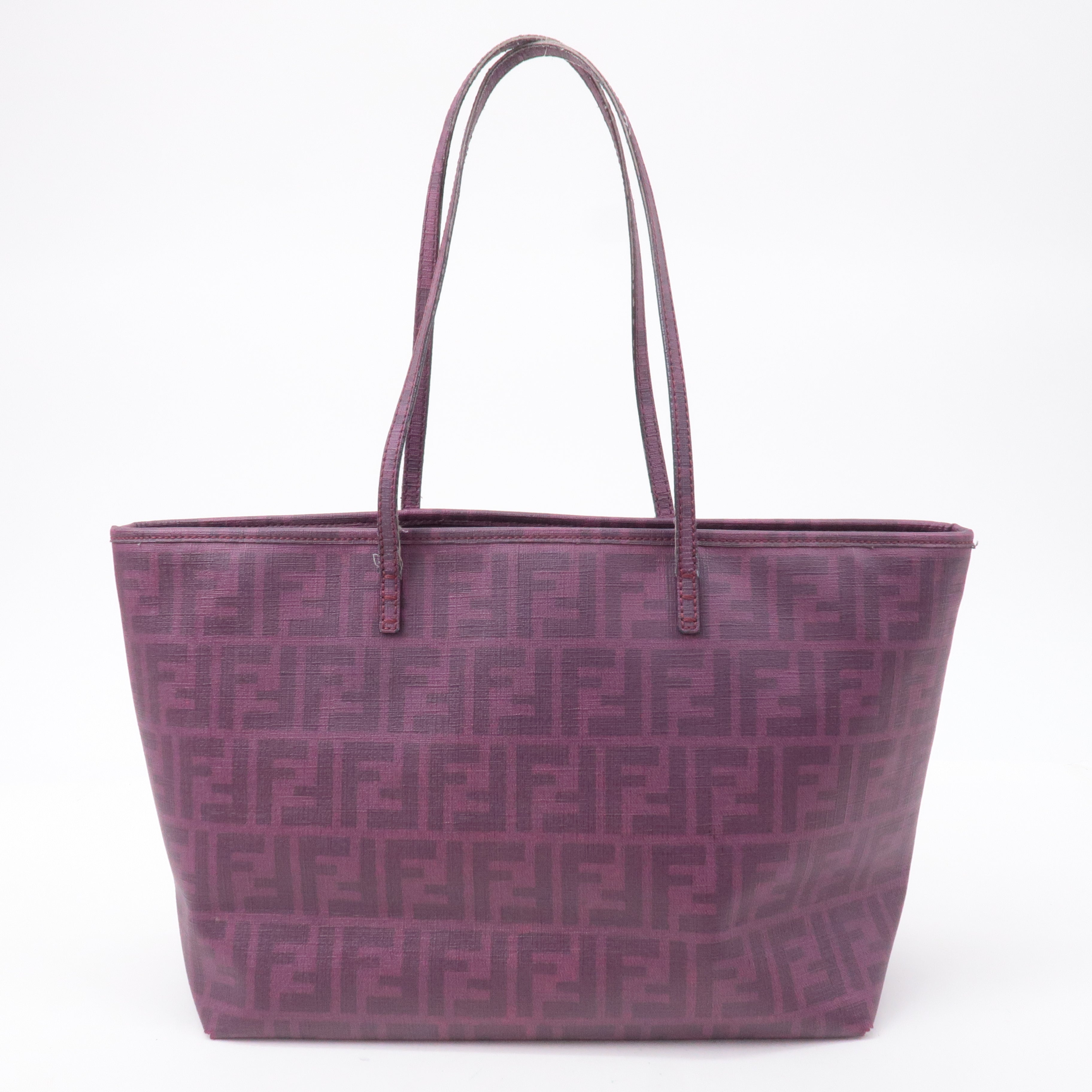 FENDI Zucca Logo Print PVC Leather Tote Bag Purple 8BH198