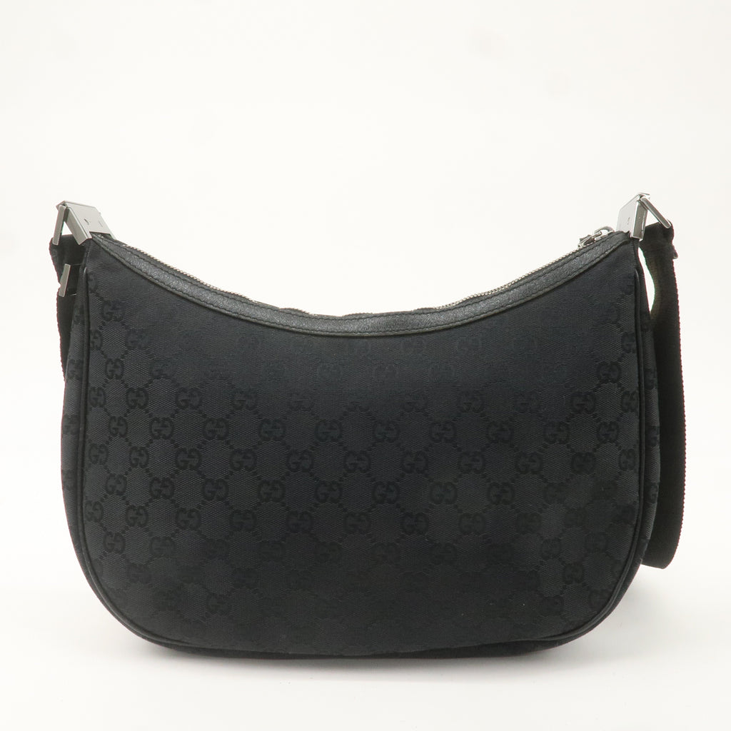 GUCCI GG Canvas Leather Shoulder Bag Cross Body Black 122790