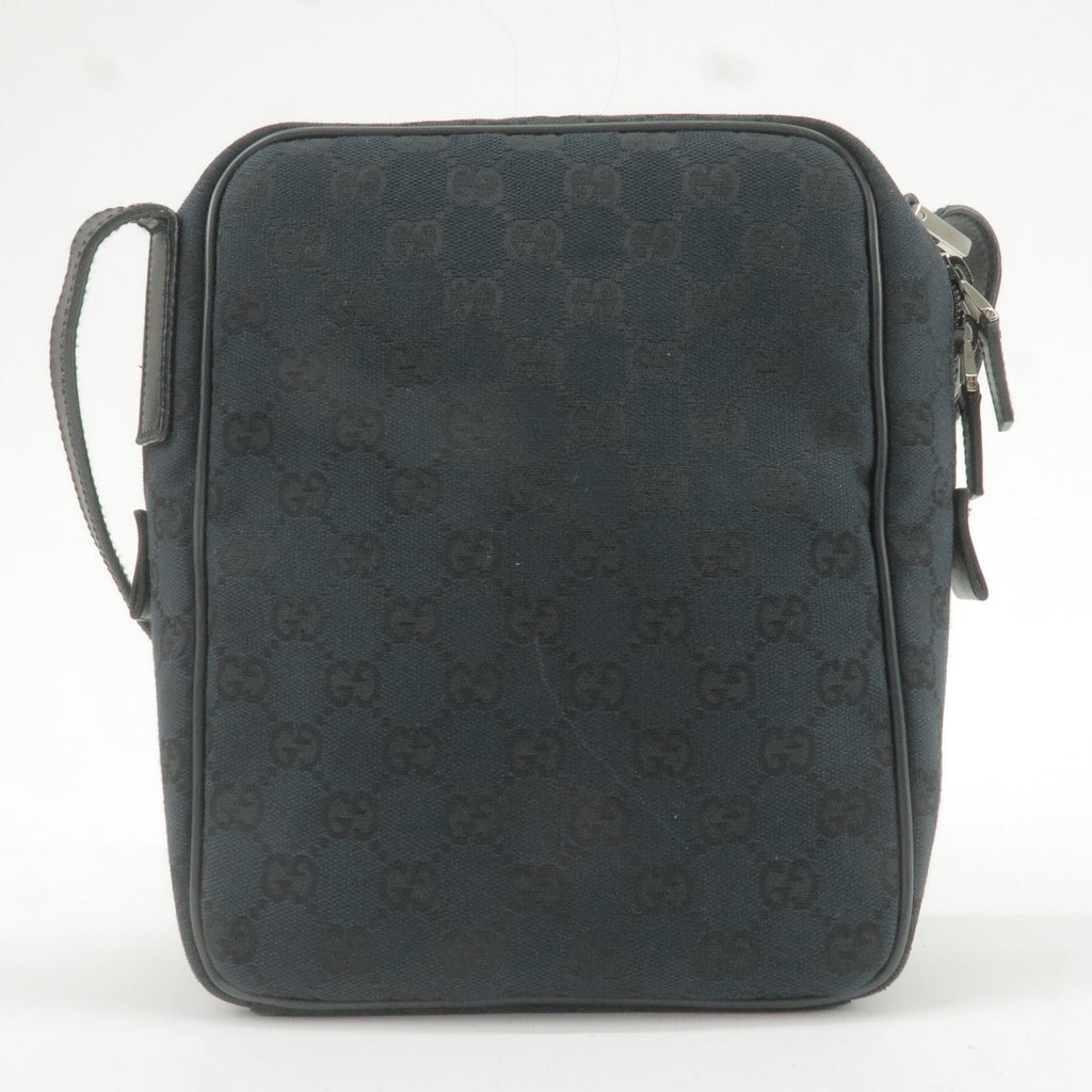 GUCCI GG Canvas Leather Shoulder Bag Hand Bag Black 018 1612