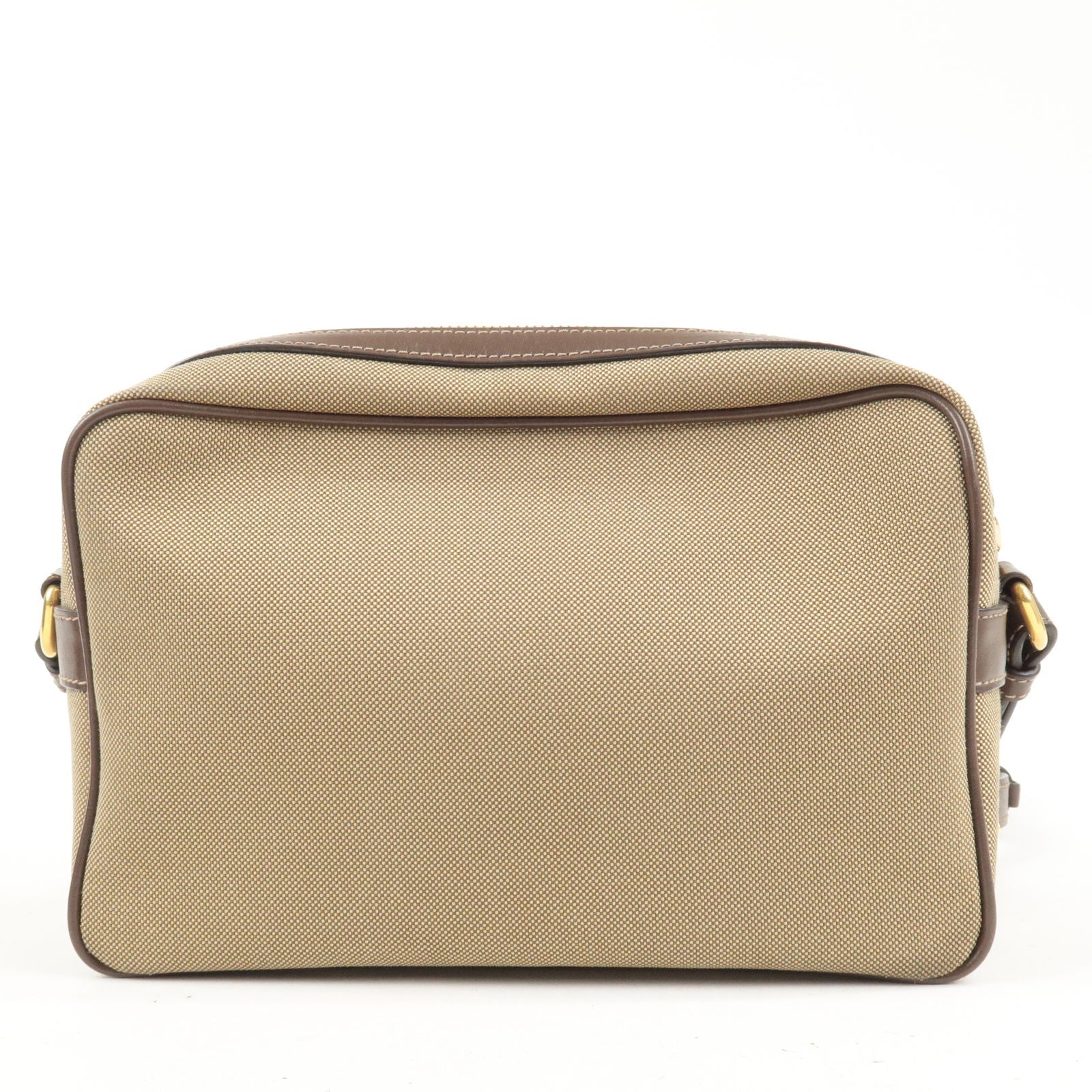 Prada Logo Jacquard Leather Shoulder Bag Beige Brown 1BH089