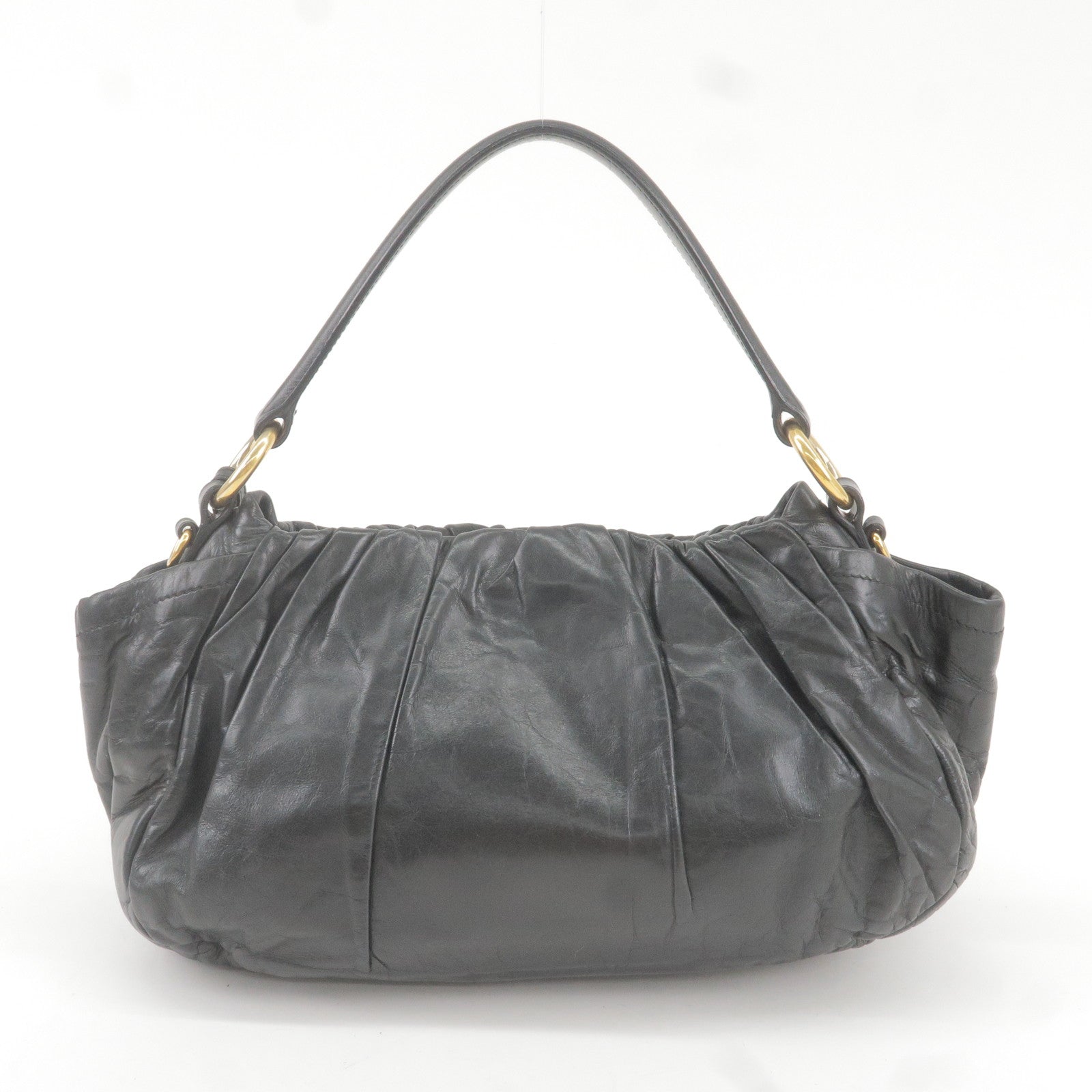 Prada Logo Leather Shoulder Bag With Tassel Black