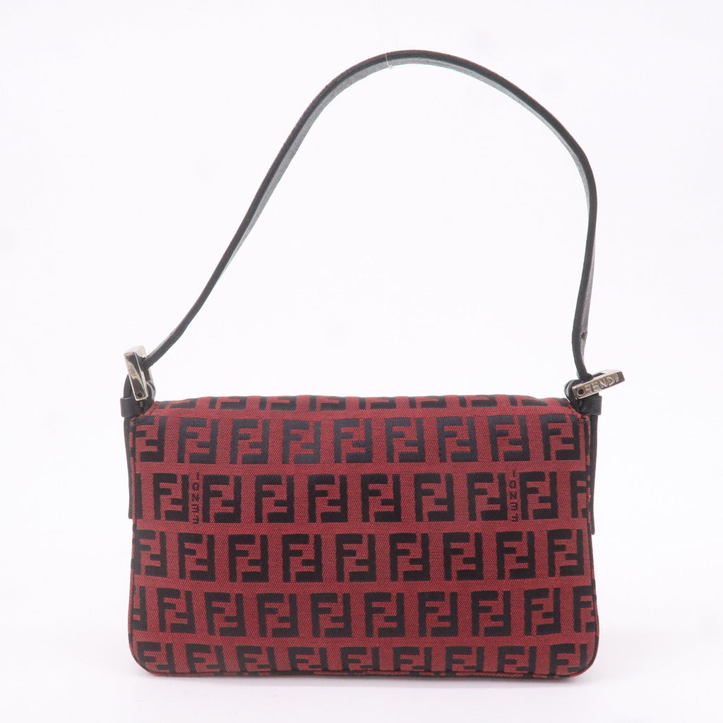FENDI Mini Mamma Baguette Zucchino Canvas Leather Bag Red 8BK005