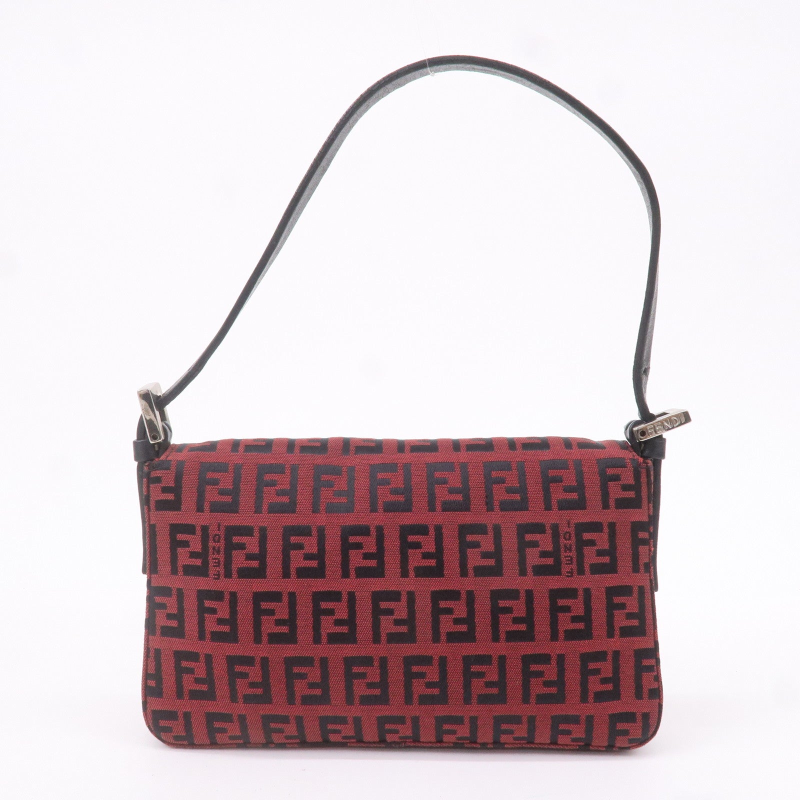 FENDI Mini Mamma Baguette Zucchino Canvas Leather Bag Red 8BK005