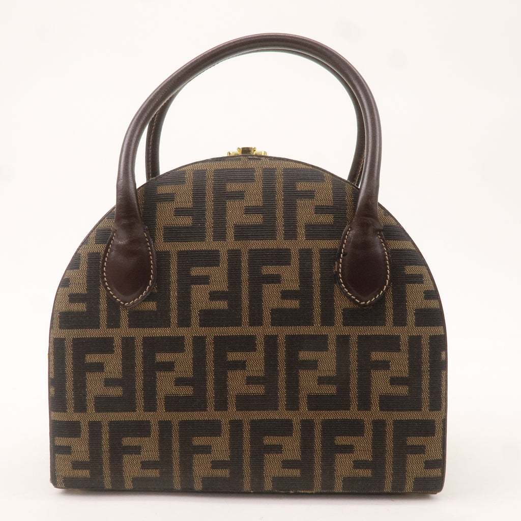 FENDI Zucca Canvas Leather 2WAY Handbag Shoulder Bag