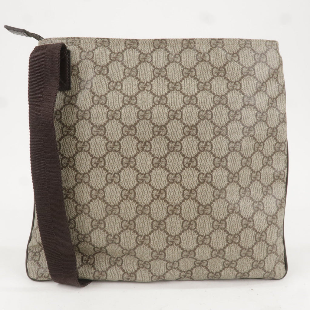 GUCCI GG Supreme Leather Shoulder Bag Beige Brown 141626