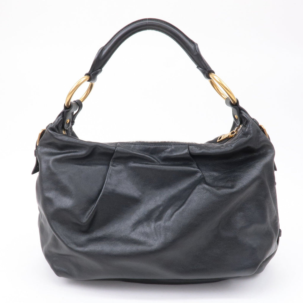 Prada Logo Leather One Shoulder Bag NERO Black