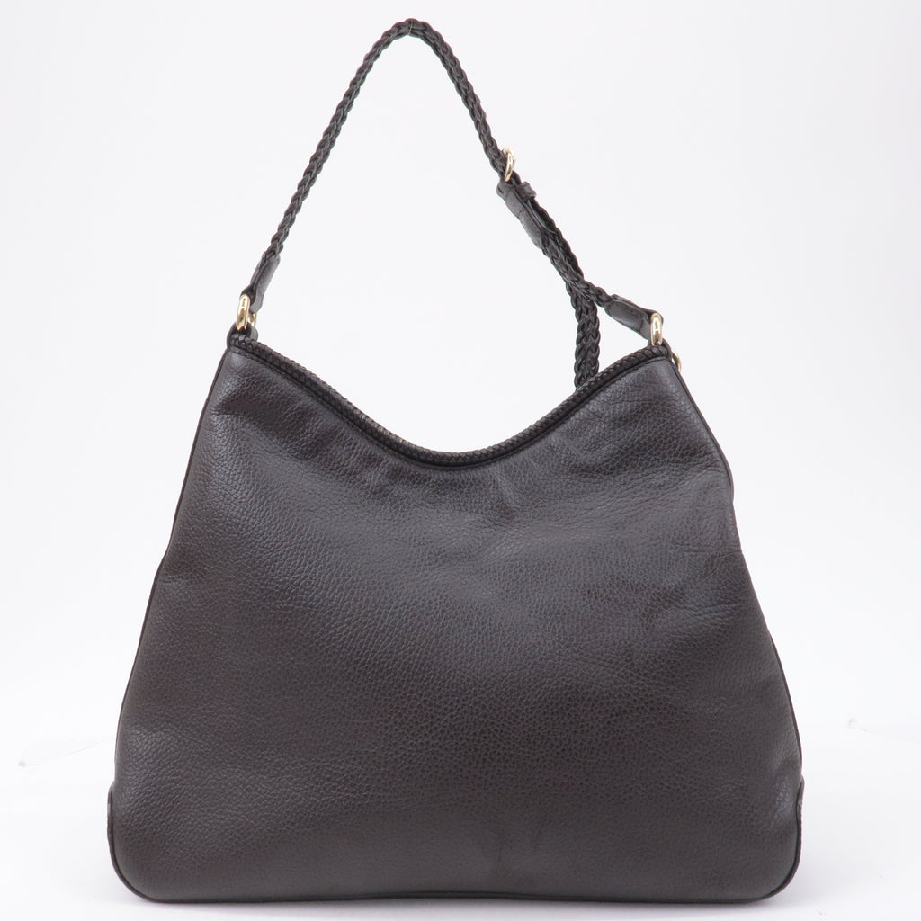 GUCCI Leather Shoulder Bag Hand Bag Dark Brown 336659
