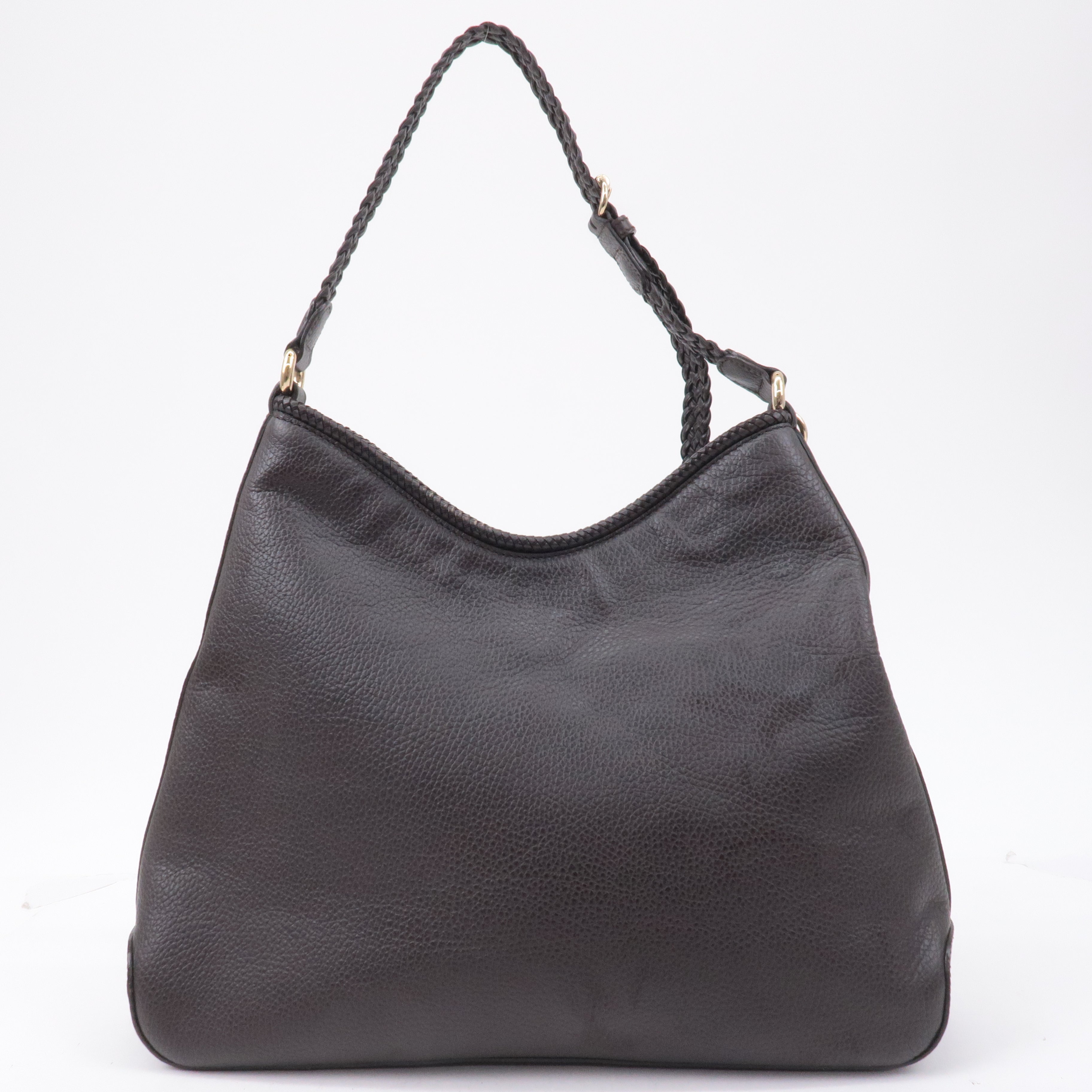 GUCCI Leather Shoulder Bag Hand Bag Dark Brown 336659