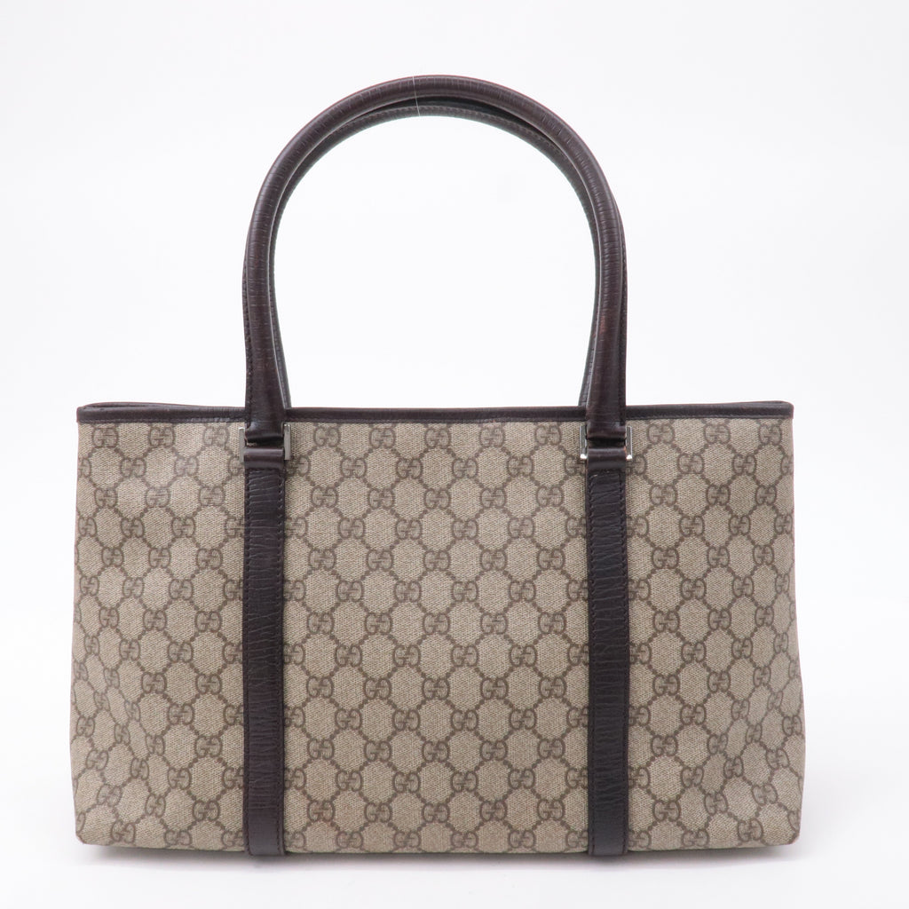 GUCCI GG Supreme Leather Tote Bag Beige Brown 114595