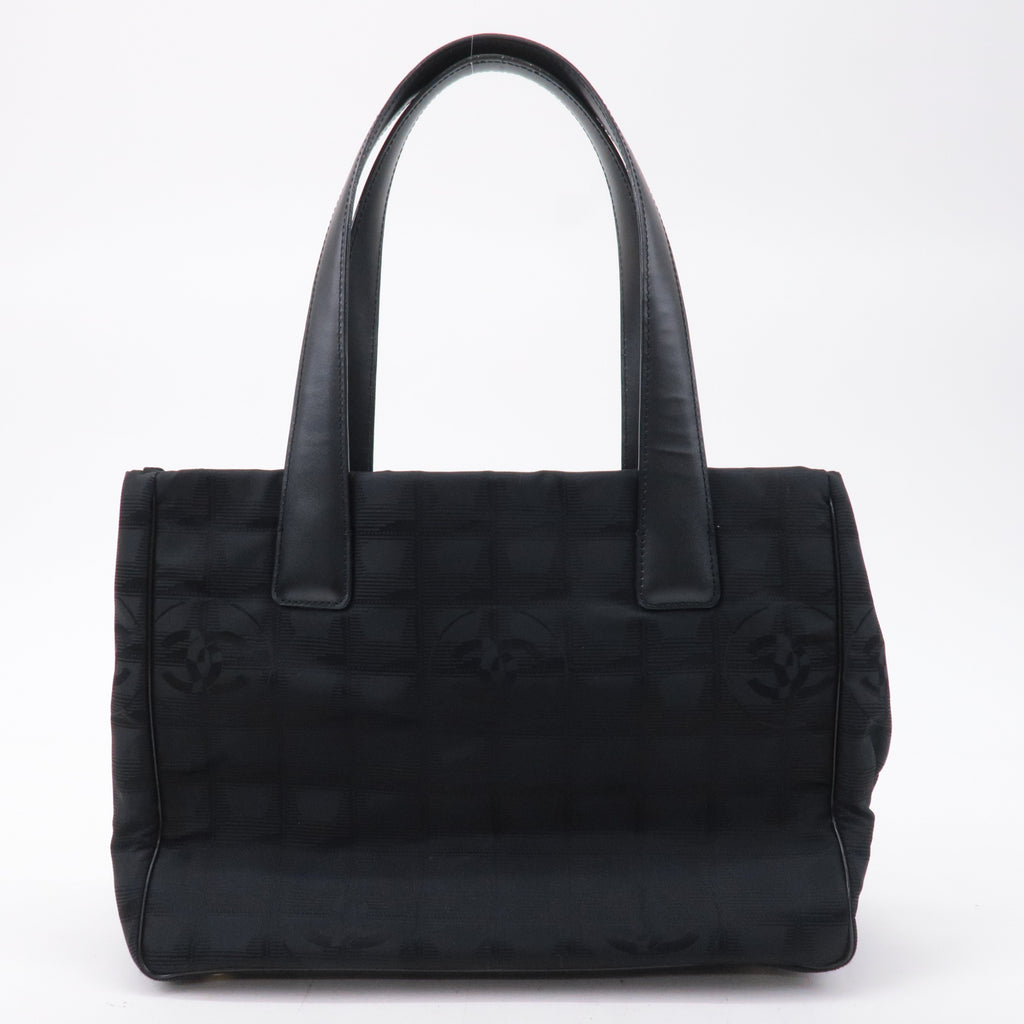 CHANEL New Travel Line Nylon Jacquard PM Tote Bag Black A20457