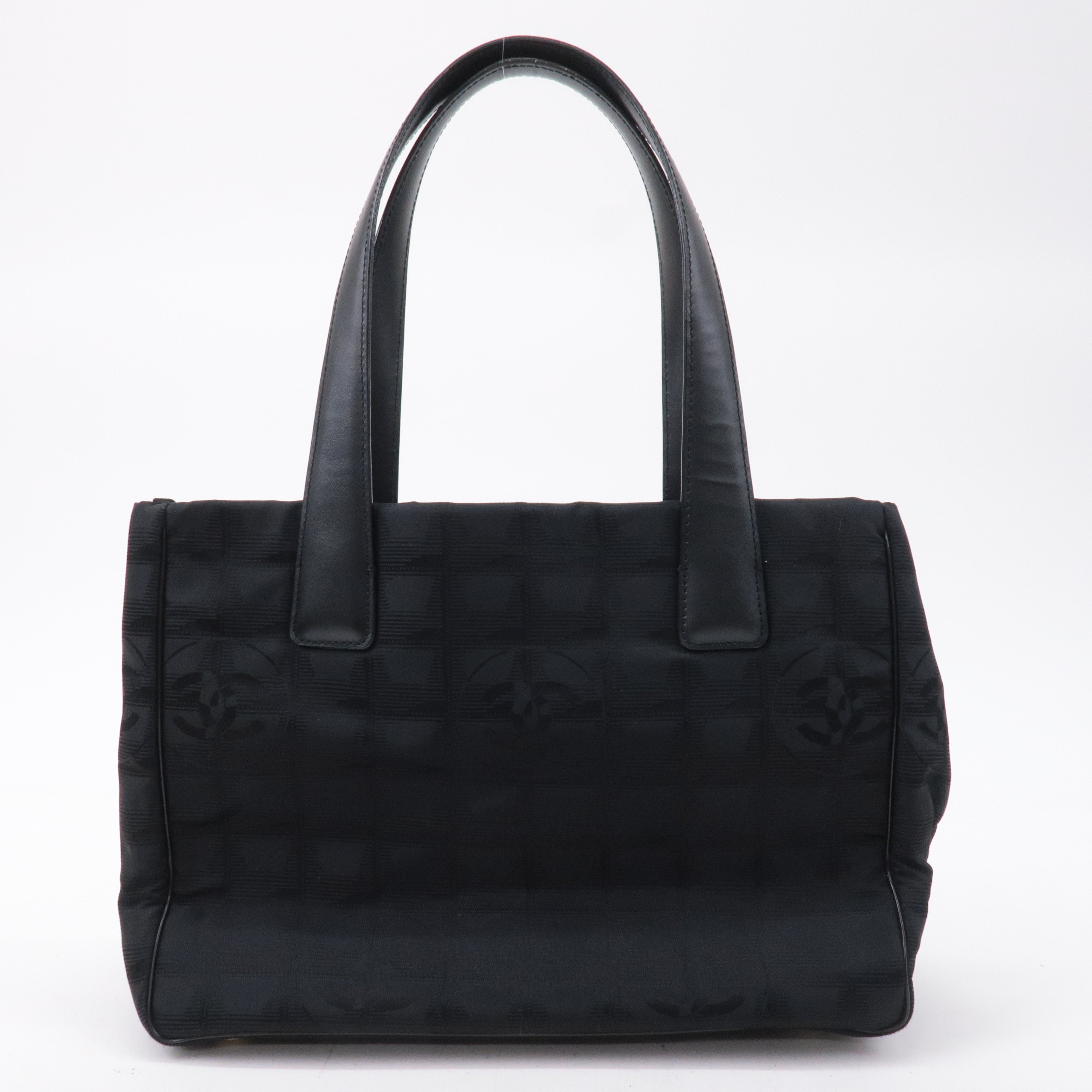 CHANEL New Travel Line Nylon Jacquard PM Tote Bag Black A20457