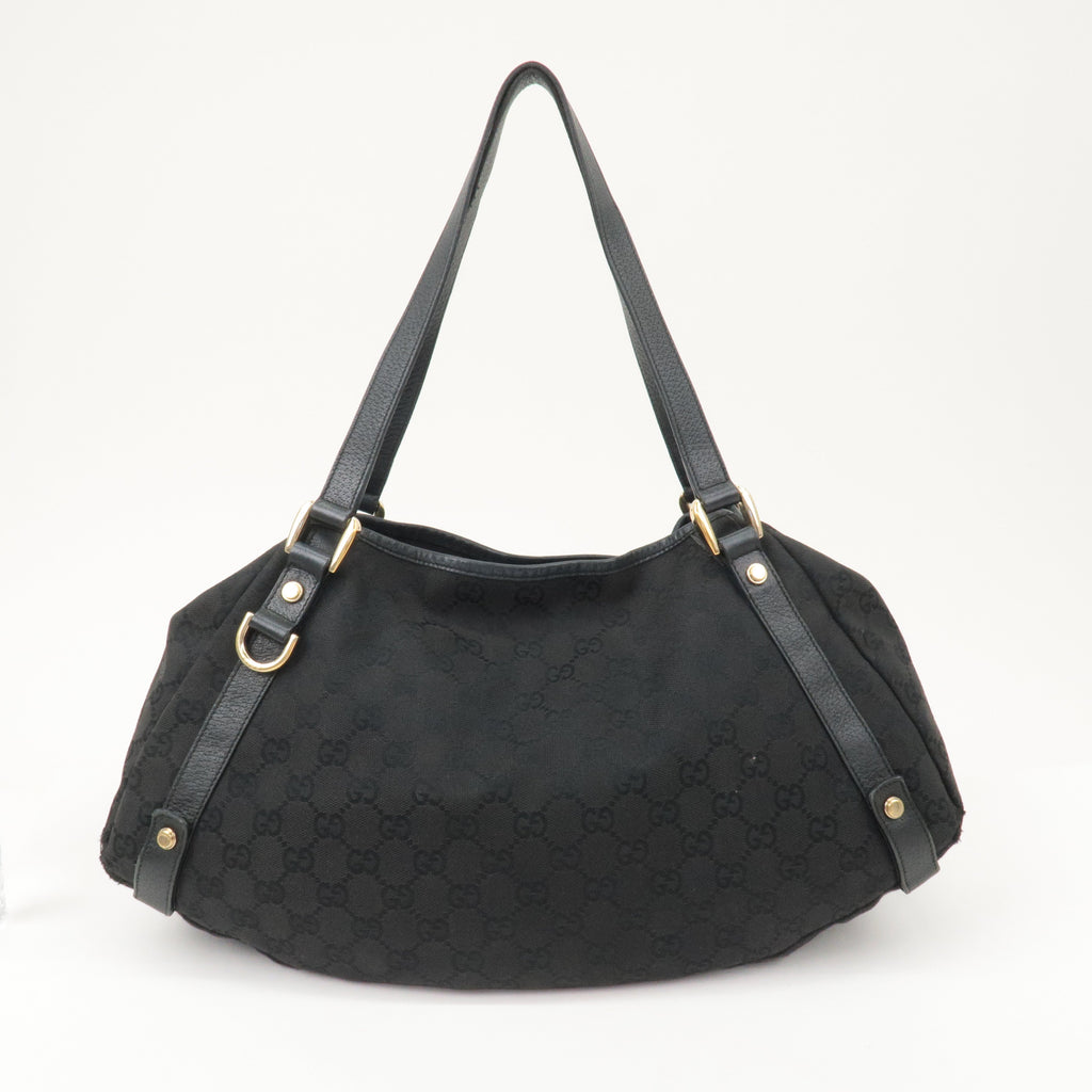 GUCCI Abbey GG Canvas Leather Tote Bag Shoulder Bag Black 130736