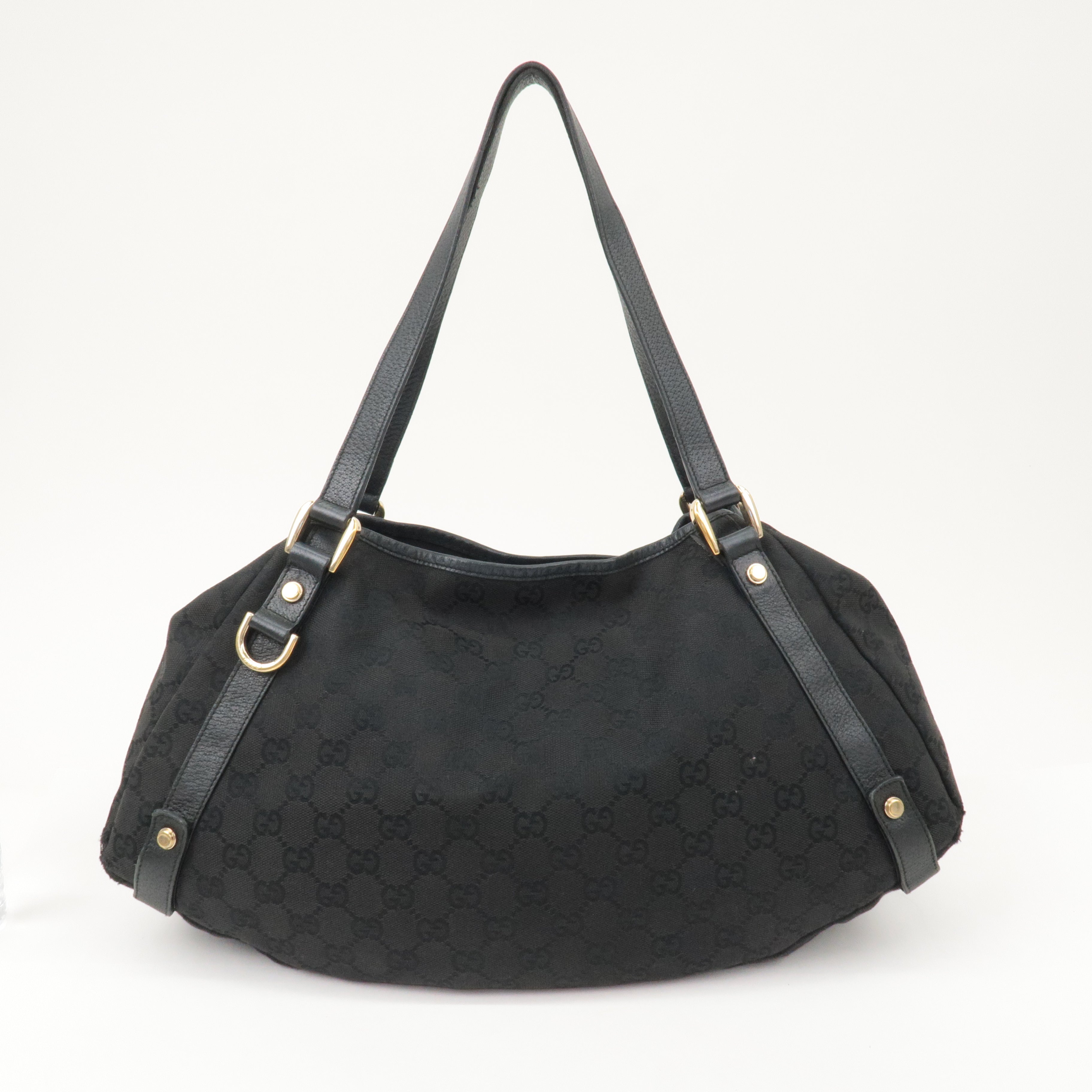 GUCCI Abbey GG Canvas Leather Tote Bag Shoulder Bag Black 130736