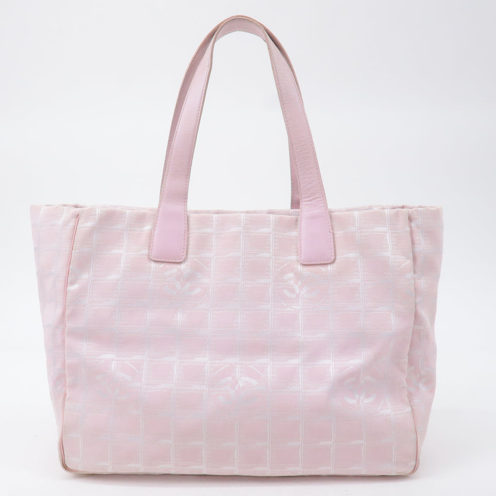 CHANEL New Travel Line Nylon Jacquard Leather Tote Bag MM A15991