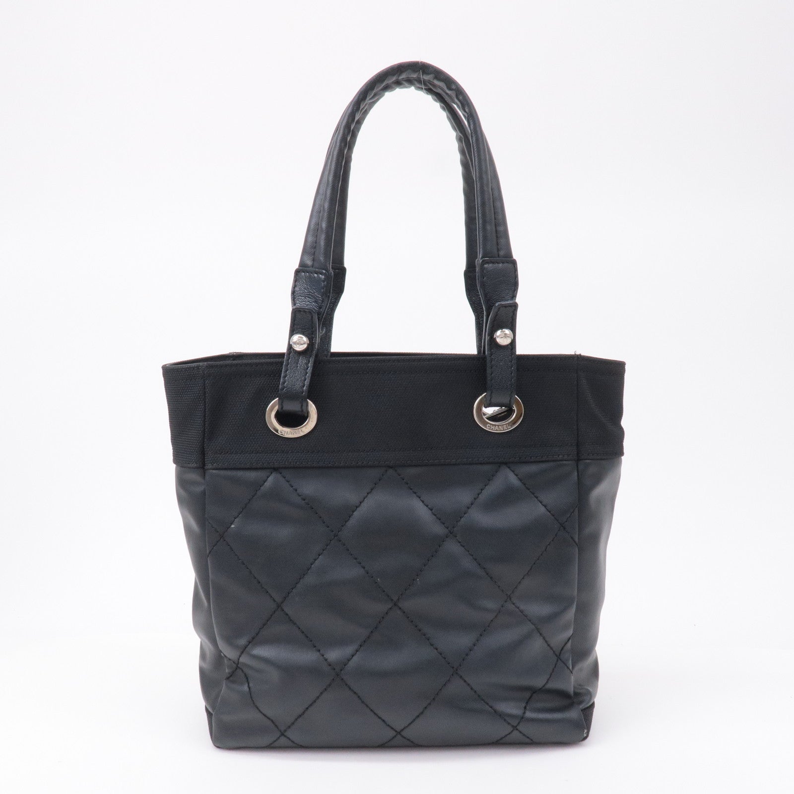 CHANEL Paris Biarritz Coated Canvas Leather Tote Bag PM A34208