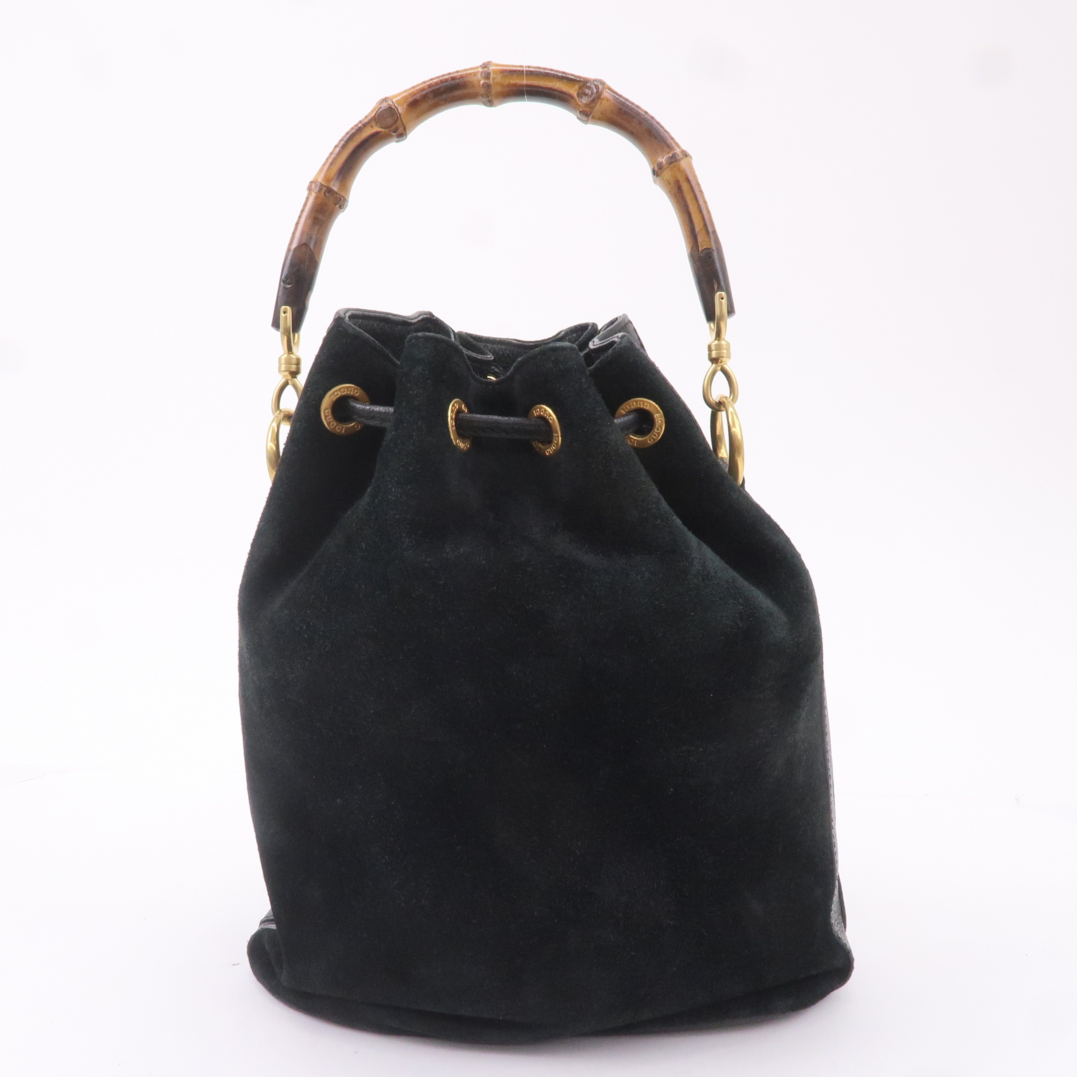Gucci Bamboo Suede Leather Black 2WAY Bag 001.3754.1657