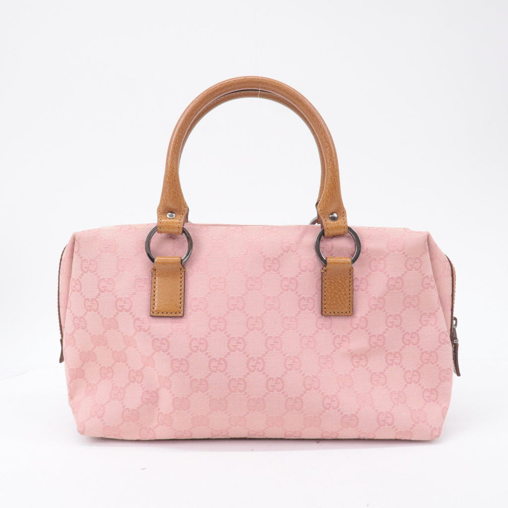 GUCCI GG Canvas Leather Mini Boston Bag Hand Bag Pink 113009