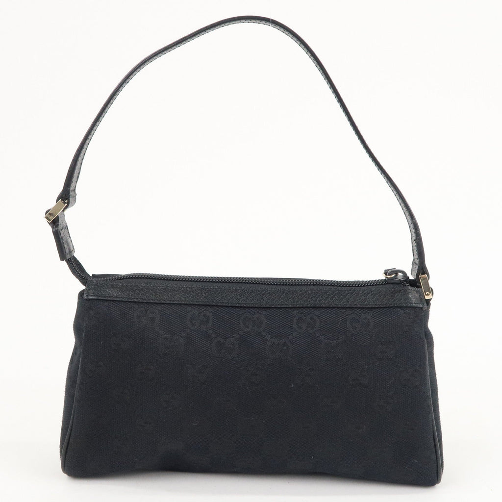 GUCCI Abbey GG Canvas Leather Hand Bag Pouch Black 145750