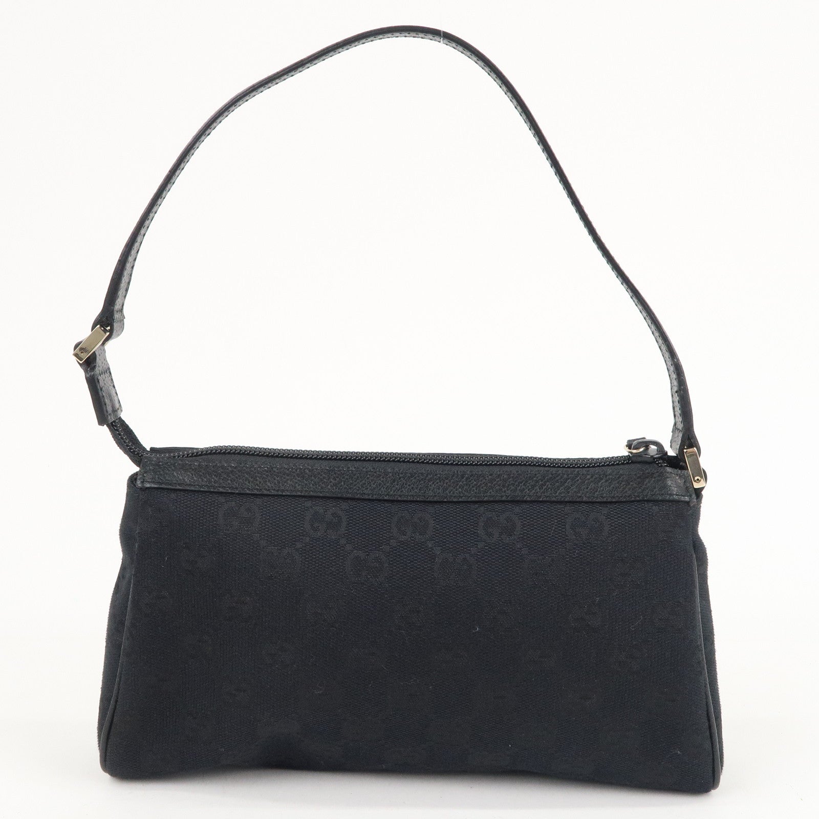 GUCCI Abbey GG Canvas Leather Hand Bag Pouch Black 145750
