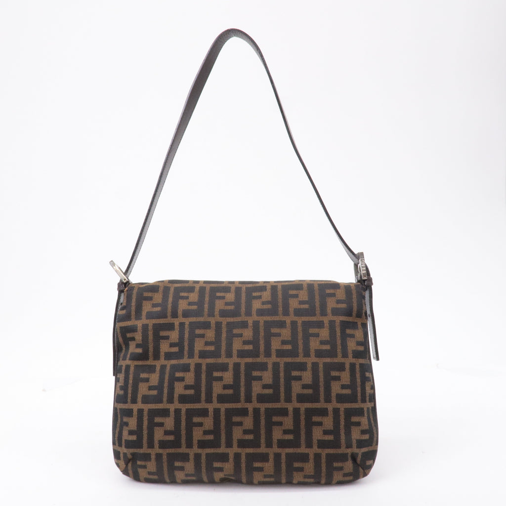 FENDI Zucca Canvas Leather Shoulder Bag Brown 83164900012