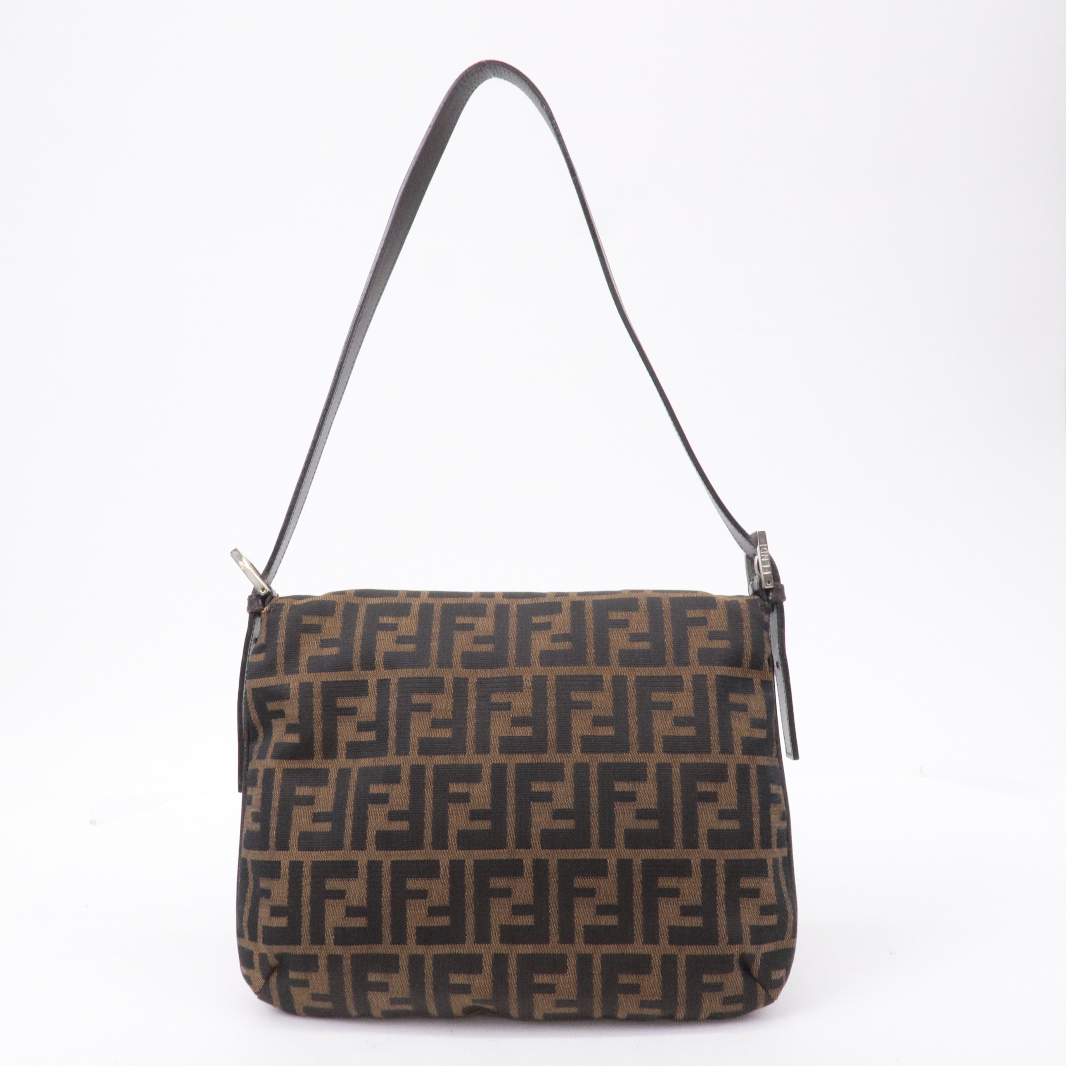 FENDI Zucca Canvas Leather Shoulder Bag Brown 83164900012