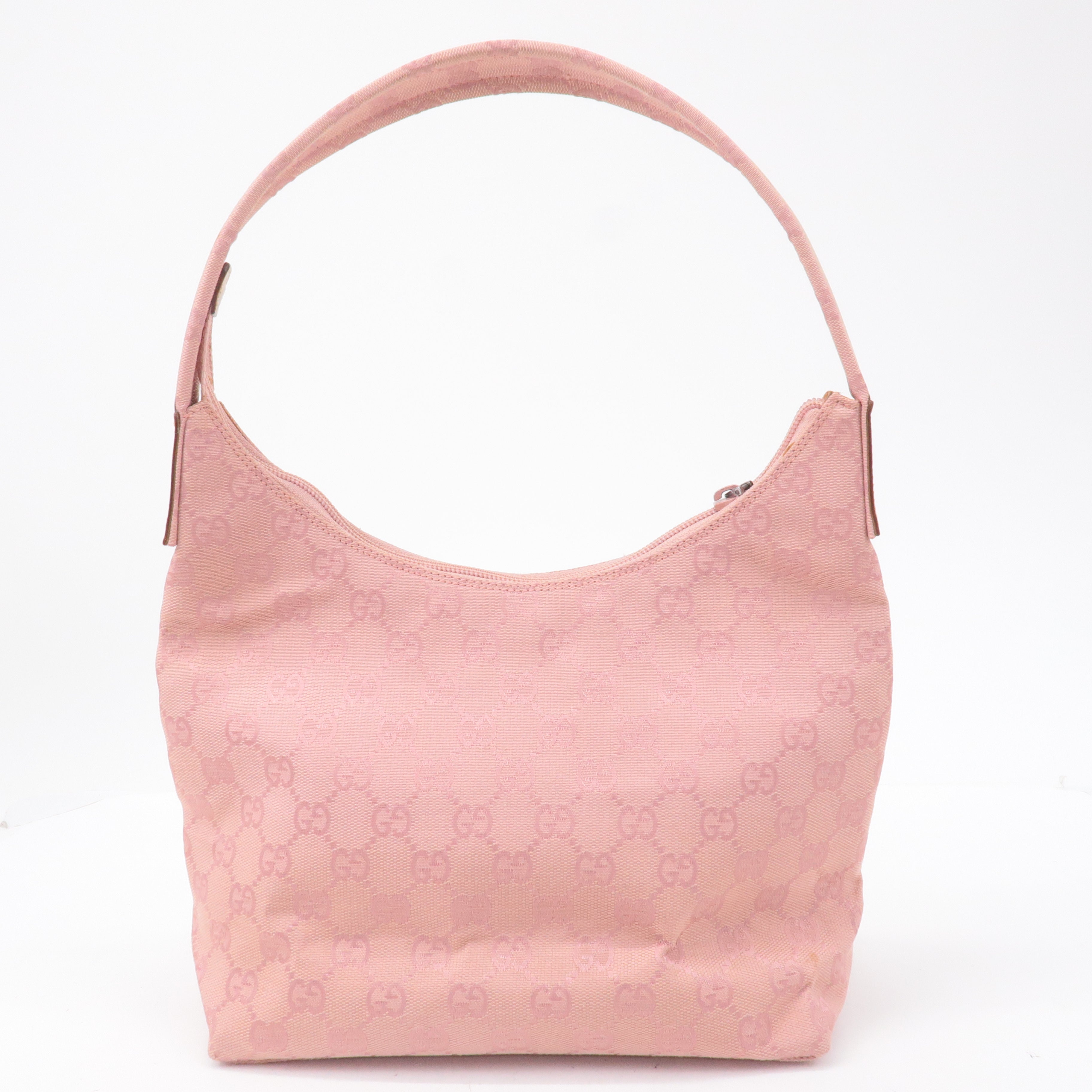 GUCCI GG Canvas Leather Shoulder Bag Hand Bag Pink 001・3386