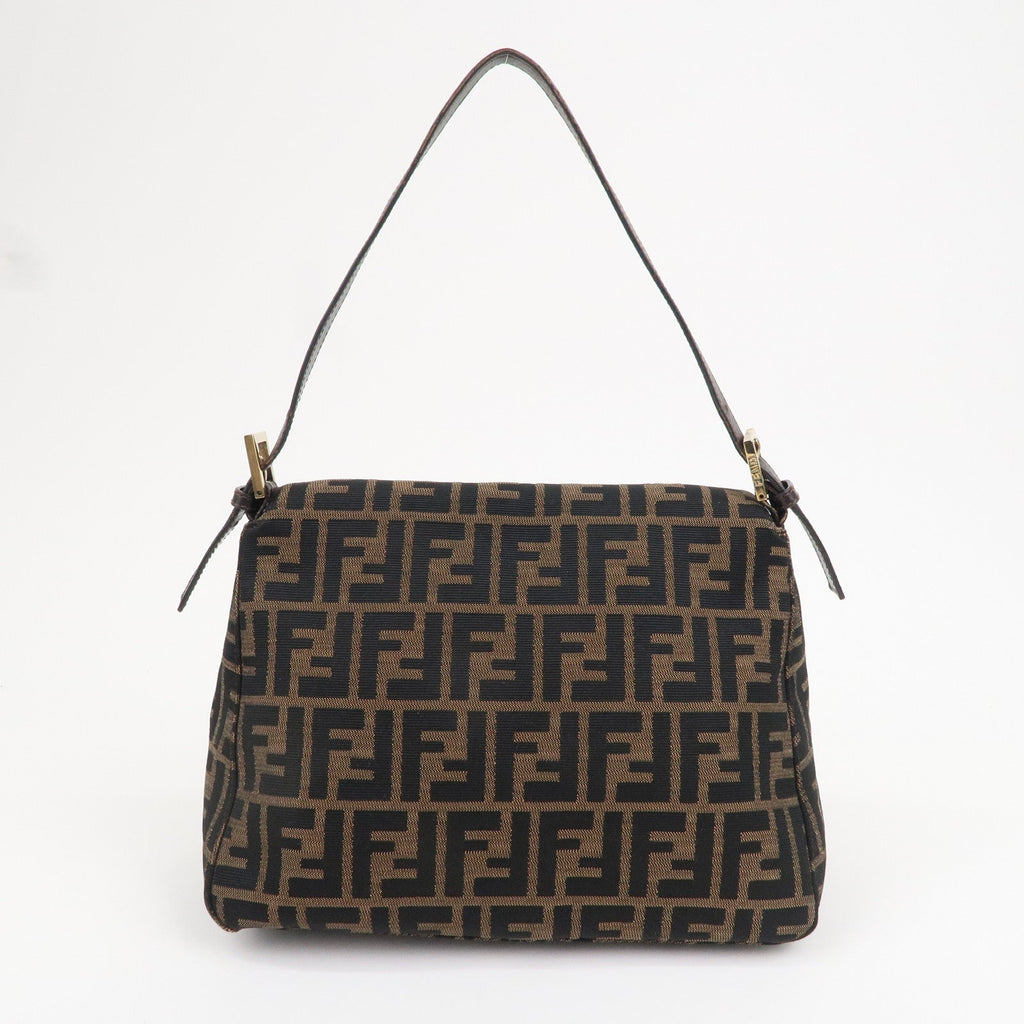FENDI Mamma Baguette Zucca Canvas Leather Shoulder Bag 26325