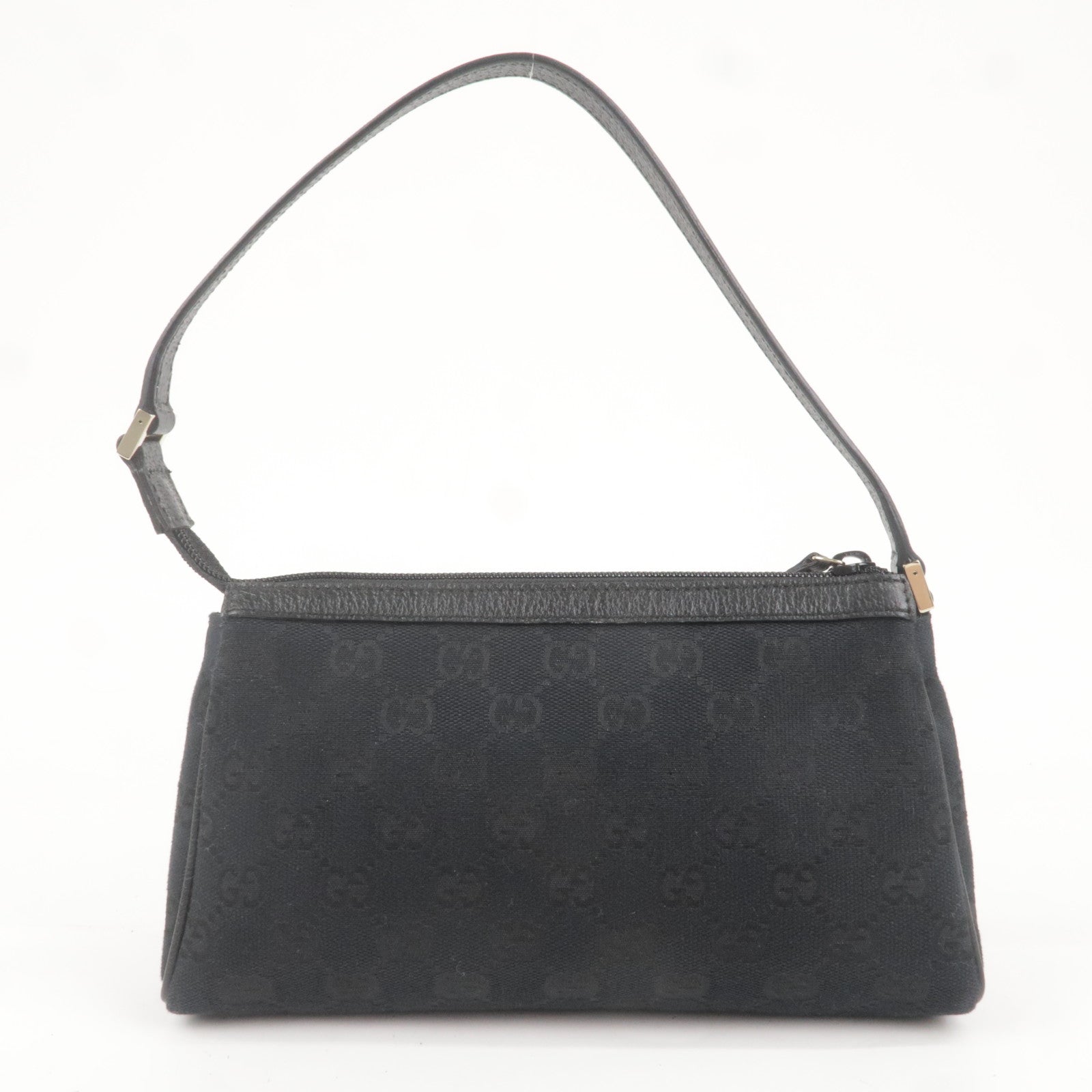 GUCCI Abbey GG Canvas Leather Hand Bag Pouch Black 645093