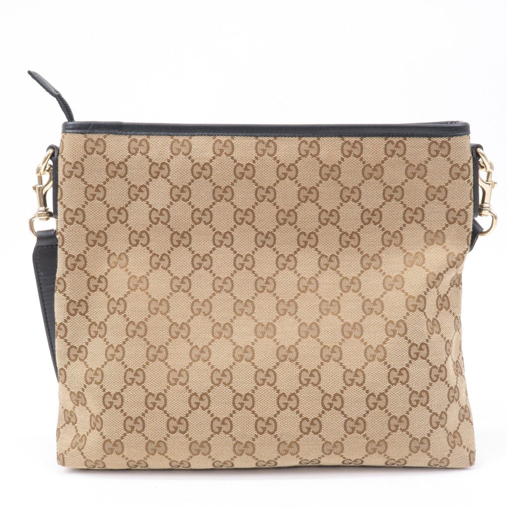 GUCCI Sherry GG Canvas Leather Shoulder Bag Beige Black 388926