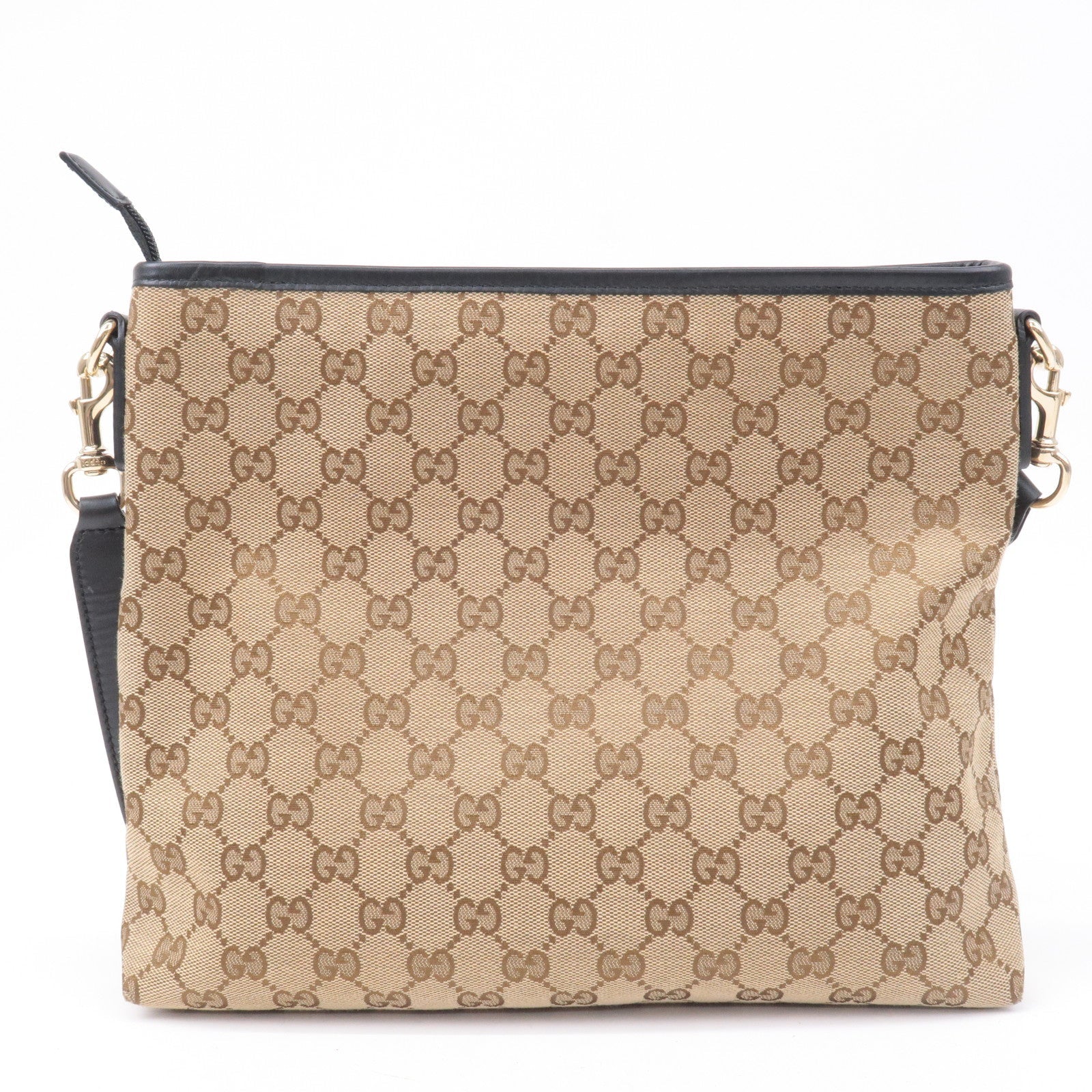 GUCCI Sherry GG Canvas Leather Shoulder Bag Beige Black 388926