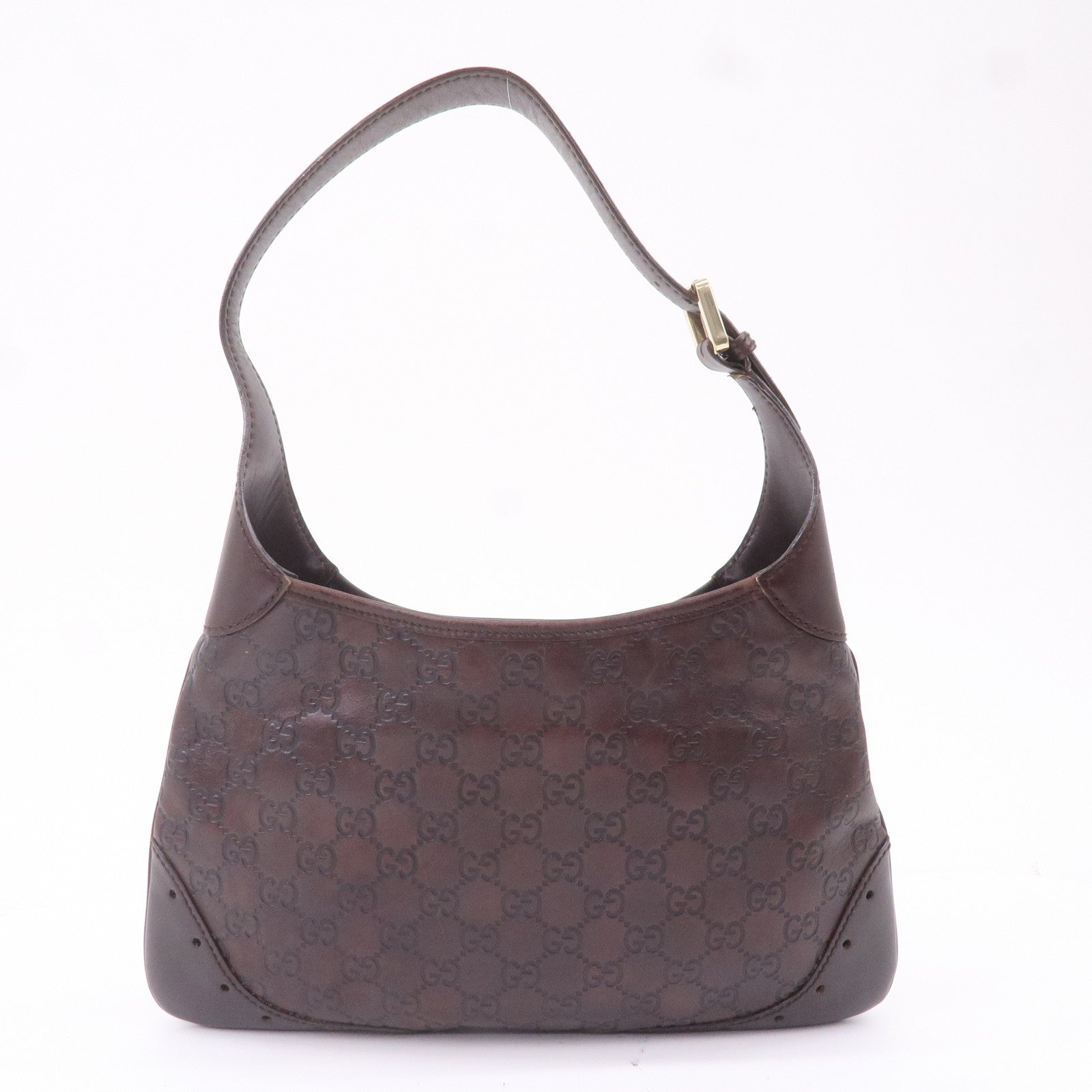 GUCCI Guccissima Leather Shoulder Bag Hand Bag Dark Brown 145778