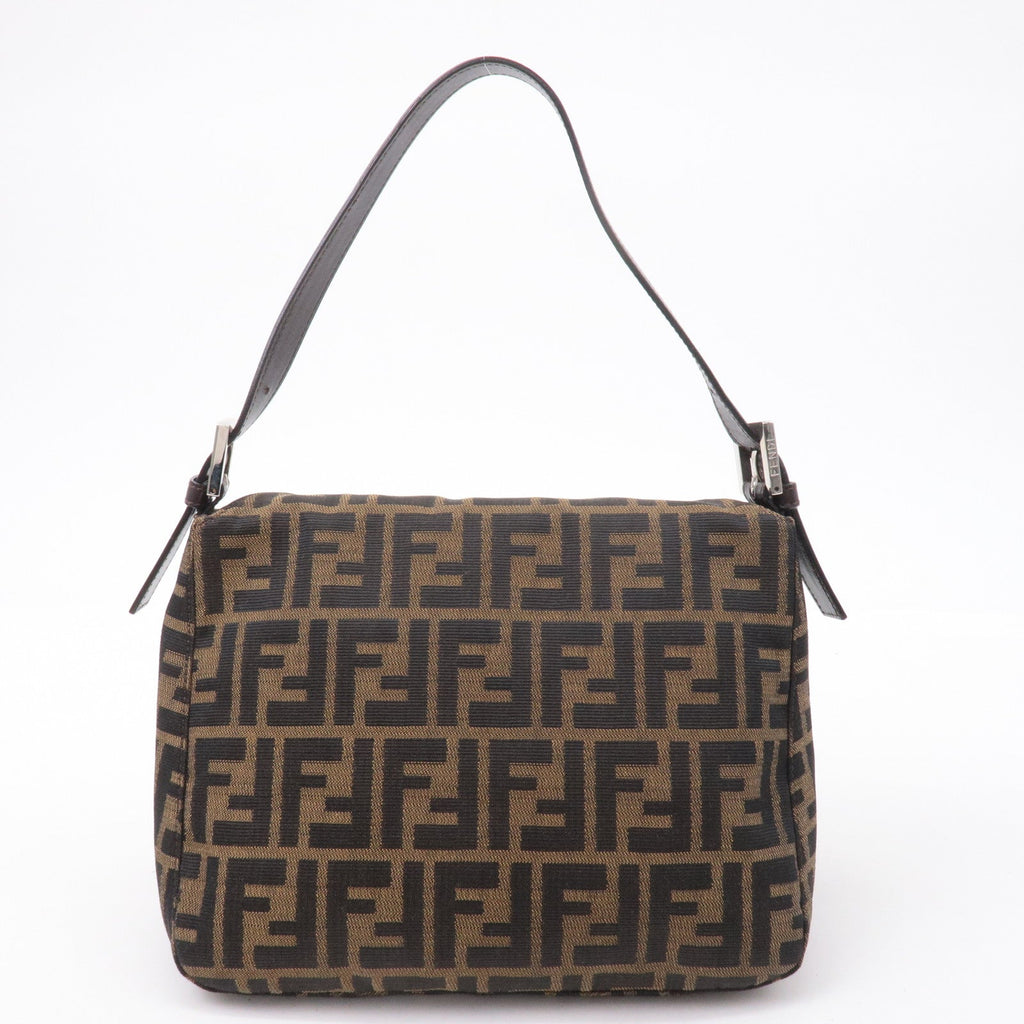 FENDI Zucca Canvas Leather Shoulder Bag Brown Black 26426
